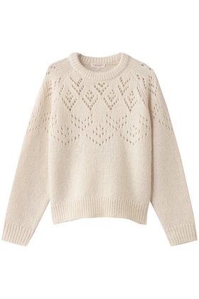 【デミーリー/DEMYLEE】 LAURA アルパカウール レース編みニットプルオーバー人気、トレンドファッション・服の通販 founy(ファニー) ファッション Fashion レディースファッション Fashion for Women トップス・カットソー Cut & Sew Tops ニット Knit Tops & Sweaters カジュアルプルオーバー・ニットトップス Pullovers & Knit Tops / Casual Pullovers シンプル Simple, Minimal ボトム Bottoms, Lower Wear レース Lace, Lace Fabric 透かし Cut-Out, Lacework |ID:prp329100004741095