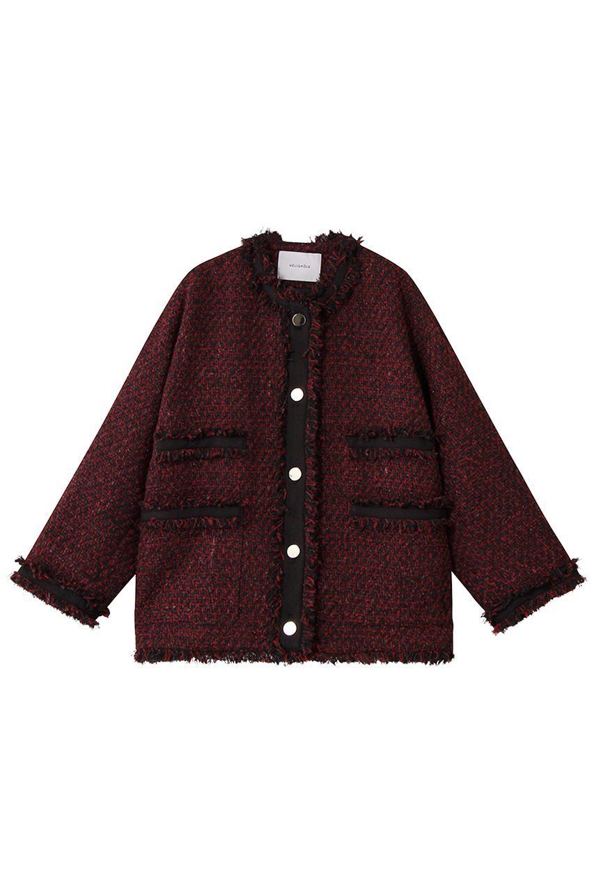 【エリオポール/heliopole】のツイードブルゾン インテリア・キッズ・メンズ・レディースファッション・服の通販 founy(ファニー) 　ファッション　Fashion　レディースファッション　Fashion for Women　アウター　Coat / Outerwear Collection　レディースジャケット・軽アウター　Jackets　ブルゾンジャケット・スポーティアウター　Blouson Jackets　シンプル　Simple, Minimal　ジャケット　Jacket, Outerwear　スリーブ　Sleeve, Long Sleeve / Short Sleeve　ツイード　Twill, Twill Weave　フリンジ　Fringe, Tassel　ブルゾン　Blouson, Bomber Jacket　ロング　Long, Long-Length　A/W・秋冬　Autumn/Winter　レッド|ID: prp329100004741136 ipo3291000000035871413