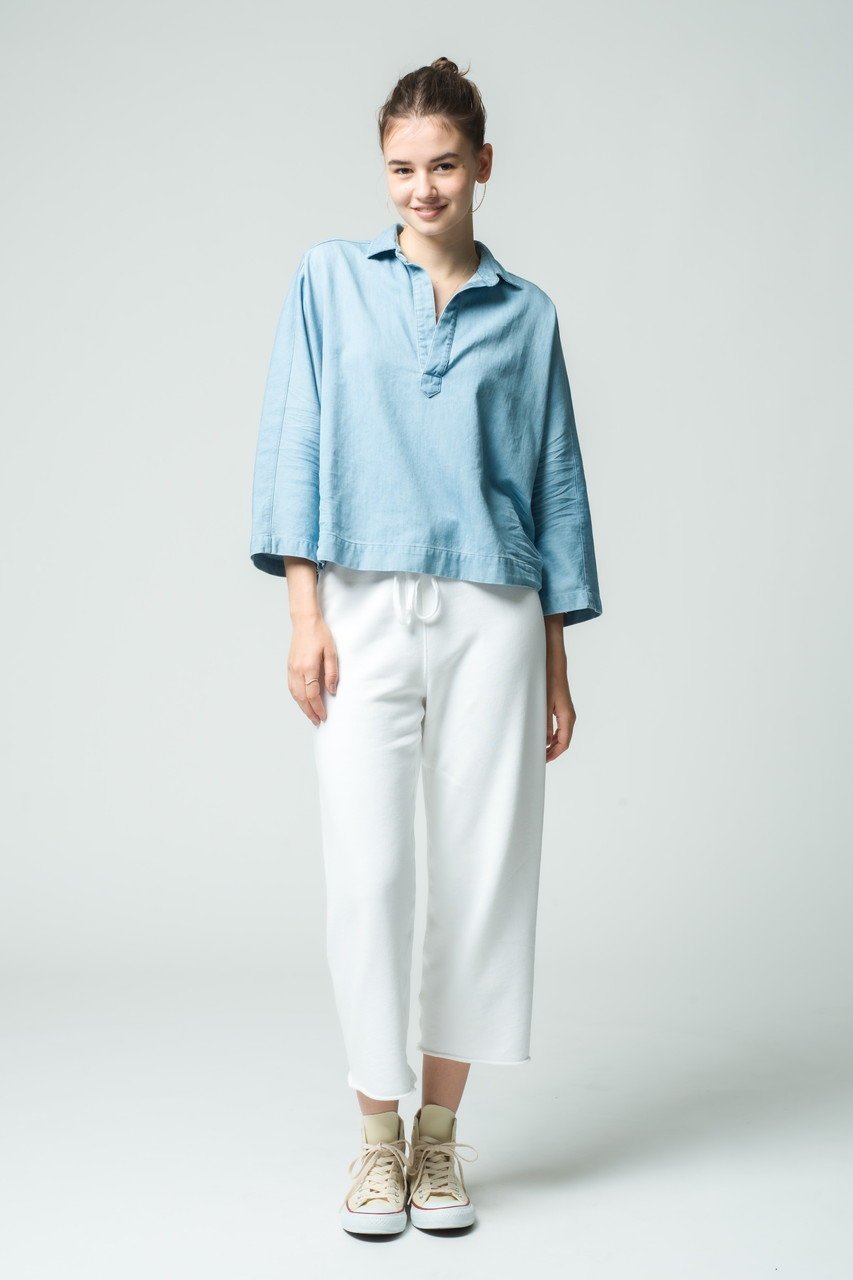 【フランク&アイリーン/Frank&Eileen】のGABI イタリアンフェイマスデニム スキッパーシャツ 人気、トレンドファッション・服の通販 founy(ファニー) 　ファッション　Fashion　レディースファッション　Fashion for Women　トップス・カットソー　Cut & Sew Tops　シャツ・ブラウス・オフィスカジュアル　Elegant Blouses & Button-Ups　スキッパー　Skipper, Open Collar　スリーブ　Sleeve, Long Sleeve / Short Sleeve　トレンド　Trend, Trending Now　フェミニン　Feminine, Girly　リラックス　Relax, Relaxed Fit　ロング　Long, Long-Length　新作・新入荷　New Arrivals / New In　other-8|ID: prp329100004741142 ipo3291000000034255161