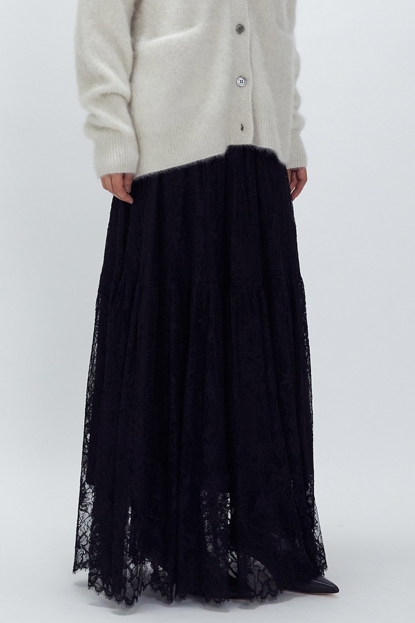 【プルミエ アロンディスモン/1er Arrondissement】のレースティアードスカート 人気、トレンドファッション・服の通販 founy(ファニー) 　ファッション　Fashion　レディースファッション　Fashion for Women　スカート　Skirts　ティアードスカート　Tiered Skirts　ロングスカート　Long Skirts / Maxi & Midi Skirts　ジャケット　Jacket, Outerwear　チュニック　Tunic, Long Top　ティアードスカート　Tiered Skirt, Flounced Skirt　フェミニン　Feminine, Girly　ラッセル　Raschel, Raschel Lace　リラックス　Relax, Relaxed Fit　レース　Lace, Lace Fabric　ロング　Long, Long-Length　エレガント 上品　Elegant　other-2|ID: prp329100004741147 ipo3291000000035513241