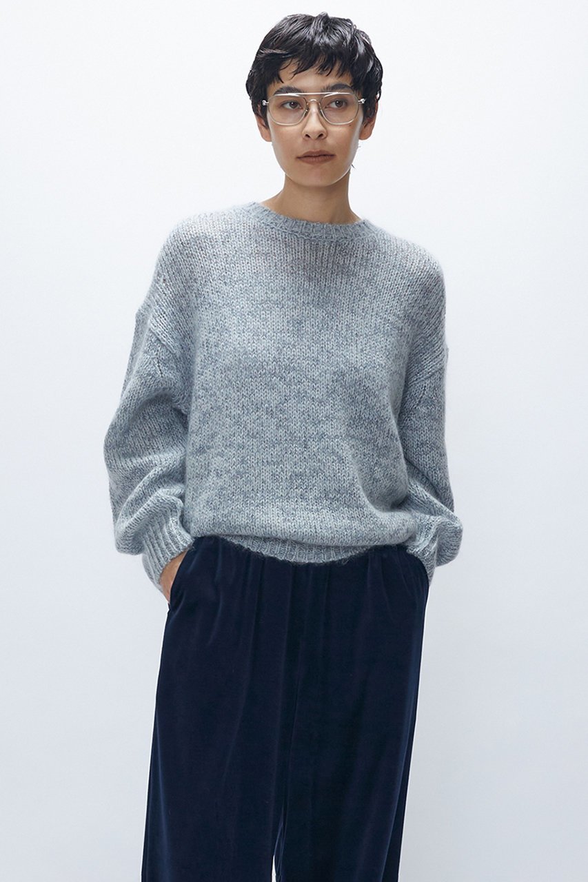【プルミエ アロンディスモン/1er Arrondissement】のモヘアラメリリヤーンクルーネックニット インテリア・キッズ・メンズ・レディースファッション・服の通販 founy(ファニー) 　ファッション　Fashion　レディースファッション　Fashion for Women　トップス・カットソー　Cut & Sew Tops　ニット　Knit Tops & Sweaters　カジュアルプルオーバー・ニットトップス　Pullovers & Knit Tops / Casual Pullovers　なめらか　Smooth, Silky Texture　トレンド　Trend, Trending Now　エレガント 上品　Elegant　冬　Winter / This Winter　グレー|ID: prp329100004741149 ipo3291000000035618052