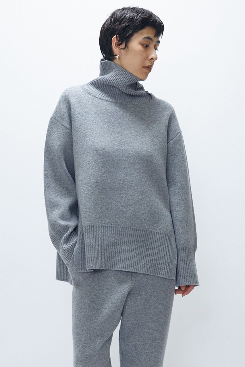 【プルミエ アロンディスモン/1er Arrondissement】のウールカシミアダブルフェイスボトルネックニット インテリア・キッズ・メンズ・レディースファッション・服の通販 founy(ファニー) 　ファッション　Fashion　レディースファッション　Fashion for Women　トップス・カットソー　Cut & Sew Tops　ニット　Knit Tops & Sweaters　カジュアルプルオーバー・ニットトップス　Pullovers & Knit Tops / Casual Pullovers　セットアップ　Set-Up, Coordinated Outfit　ボトルネック　Bottle Neck, Mock Neck　リラックス　Relax, Relaxed Fit　軽量　Lightweight, Ultra Light　ライトグレー|ID: prp329100004741150 ipo3291000000036243718