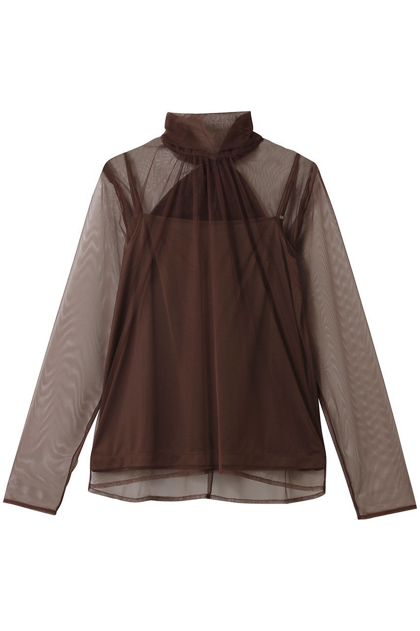 【アルアバイル/allureville】のチュールボウロングSL プルオーバー インテリア・キッズ・メンズ・レディースファッション・服の通販 founy(ファニー) 　ファッション　Fashion　レディースファッション　Fashion for Women　トップス・カットソー　Cut & Sew Tops　シャツ・ブラウス・オフィスカジュアル　Elegant Blouses & Button-Ups　ロングTシャツ・Tシャツ　Longline T-Shirts & Tees　カジュアルプルオーバー・ニットトップス　Pullovers & Knit Tops / Casual Pullovers　カットソー・ベーシックTシャツ　Cut-and-Sewn Tops / Stretch Tees & Basics　おすすめ　Recommended / Our Picks　カーディガン　Cardigan, Knitwear　シアー　Sheer, See-Through　スリーブ　Sleeve, Long Sleeve / Short Sleeve　チュール　Tulip, Tulip Motif　リボン　Ribbon, Bow　ロング　Long, Long-Length　新作・新入荷　New Arrivals / New In　A/W・秋冬　Autumn/Winter　ブラウン|ID: prp329100004741155 ipo3291000000034255265