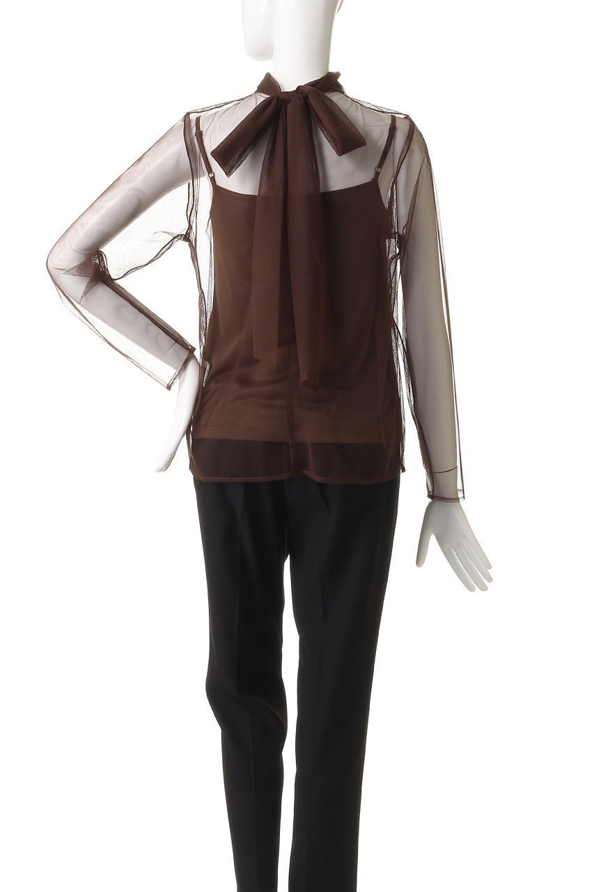 【アルアバイル/allureville】のチュールボウロングSL プルオーバー 人気、トレンドファッション・服の通販 founy(ファニー) 　ファッション　Fashion　レディースファッション　Fashion for Women　トップス・カットソー　Cut & Sew Tops　シャツ・ブラウス・オフィスカジュアル　Elegant Blouses & Button-Ups　ロングTシャツ・Tシャツ　Longline T-Shirts & Tees　カジュアルプルオーバー・ニットトップス　Pullovers & Knit Tops / Casual Pullovers　カットソー・ベーシックTシャツ　Cut-and-Sewn Tops / Stretch Tees & Basics　おすすめ　Recommended / Our Picks　カーディガン　Cardigan, Knitwear　シアー　Sheer, See-Through　スリーブ　Sleeve, Long Sleeve / Short Sleeve　チュール　Tulip, Tulip Motif　リボン　Ribbon, Bow　ロング　Long, Long-Length　新作・新入荷　New Arrivals / New In　A/W・秋冬　Autumn/Winter　other-4|ID: prp329100004741155 ipo3291000000034255270