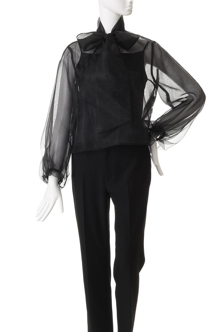 【アルアバイル/allureville】の【Loulou Willoughby】オーガンリボンブラウス 人気、トレンドファッション・服の通販 founy(ファニー) 　ファッション　Fashion　レディースファッション　Fashion for Women　トップス・カットソー　Cut & Sew Tops　シャツ・ブラウス・オフィスカジュアル　Elegant Blouses & Button-Ups　おすすめ　Recommended / Our Picks　エレガント 上品　Elegant　オケージョン　Occasion Wear　オーガンジー　Organza Fabric　ギャザー　Gathered, Ruffled　シアー　Sheer, See-Through　スリーブ　Sleeve, Long Sleeve / Short Sleeve　バルーン　Balloon, Balloon Silhouette　パーティ　Party, Party Style　フェミニン　Feminine, Girly　リボン　Ribbon, Bow　ロング　Long, Long-Length　新作・新入荷　New Arrivals / New In　other-2|ID: prp329100004741156 ipo3291000000034255275