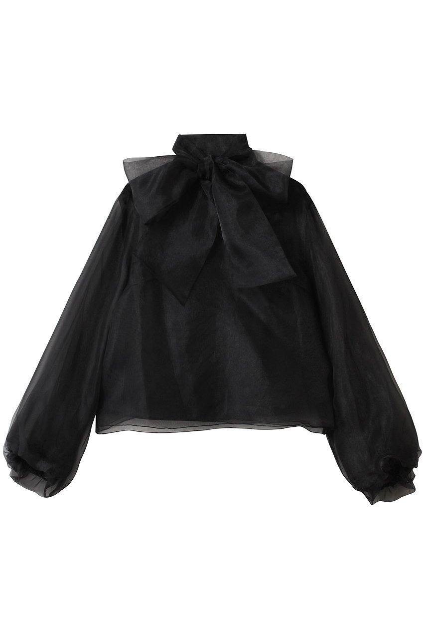 【アルアバイル/allureville】の【Loulou Willoughby】オーガンリボンブラウス インテリア・キッズ・メンズ・レディースファッション・服の通販 founy(ファニー) ファッション Fashion レディースファッション Fashion for Women トップス・カットソー Cut & Sew Tops シャツ・ブラウス・オフィスカジュアル Elegant Blouses & Button-Ups おすすめ Recommended / Our Picks エレガント 上品 Elegant オケージョン Occasion Wear オーガンジー Organza Fabric ギャザー Gathered, Ruffled シアー Sheer, See-Through スリーブ Sleeve, Long Sleeve / Short Sleeve バルーン Balloon, Balloon Silhouette パーティ Party, Party Style フェミニン Feminine, Girly リボン Ribbon, Bow ロング Long, Long-Length ブラック|ID: prp329100004741156 ipo3291000000036107645