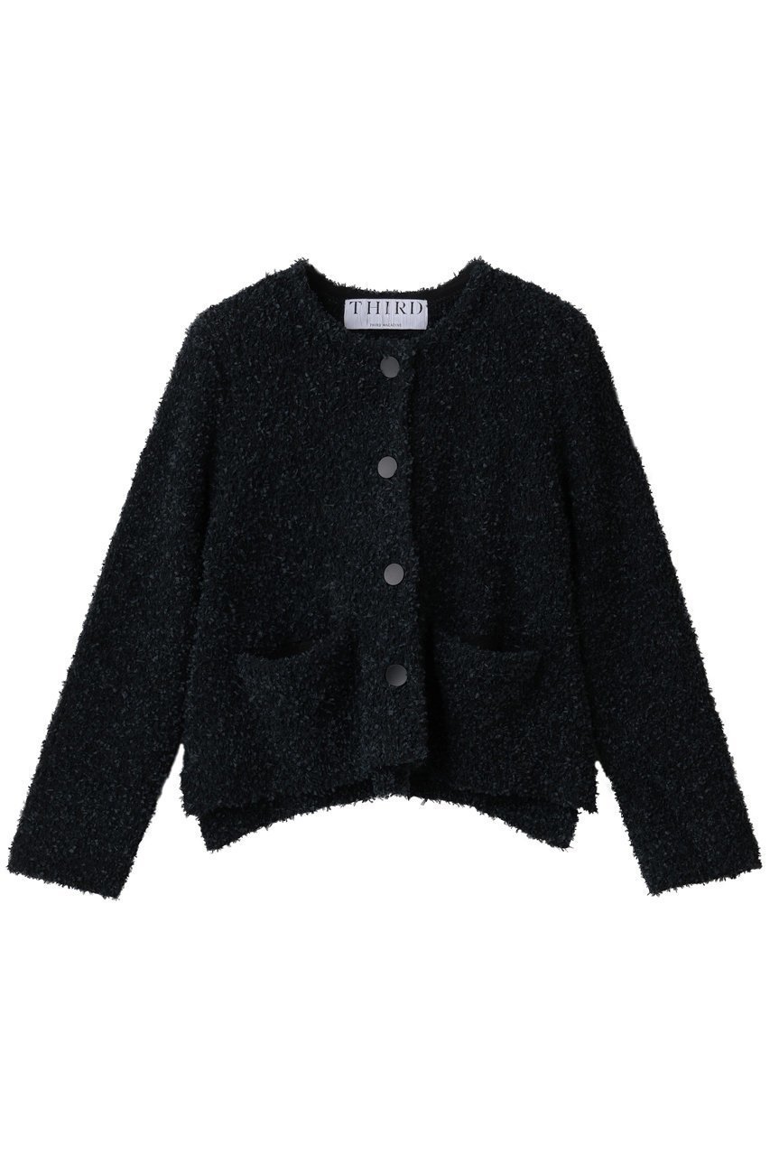 【サードマガジン/THIRD MAGAZINE】のツイードニットカーディガン インテリア・キッズ・メンズ・レディースファッション・服の通販 founy(ファニー) 　ファッション　Fashion　レディースファッション　Fashion for Women　トップス・カットソー　Cut & Sew Tops　ニット　Knit Tops & Sweaters　カーディガン・羽織り　Layered Style Cardigans　カーディガン　Cardigan, Knitwear　コンパクト　Compact, Small Size　ショート　Short, Short Length　ジャケット　Jacket, Outerwear　ツイード　Twill, Twill Weave　デニム　Denim, Jeans Material　フレア　Flare, Flared　ミックス　Mix, Mixed Style　新作・新入荷　New Arrivals / New In　ブラック|ID: prp329100004741166 ipo3291000000034255348
