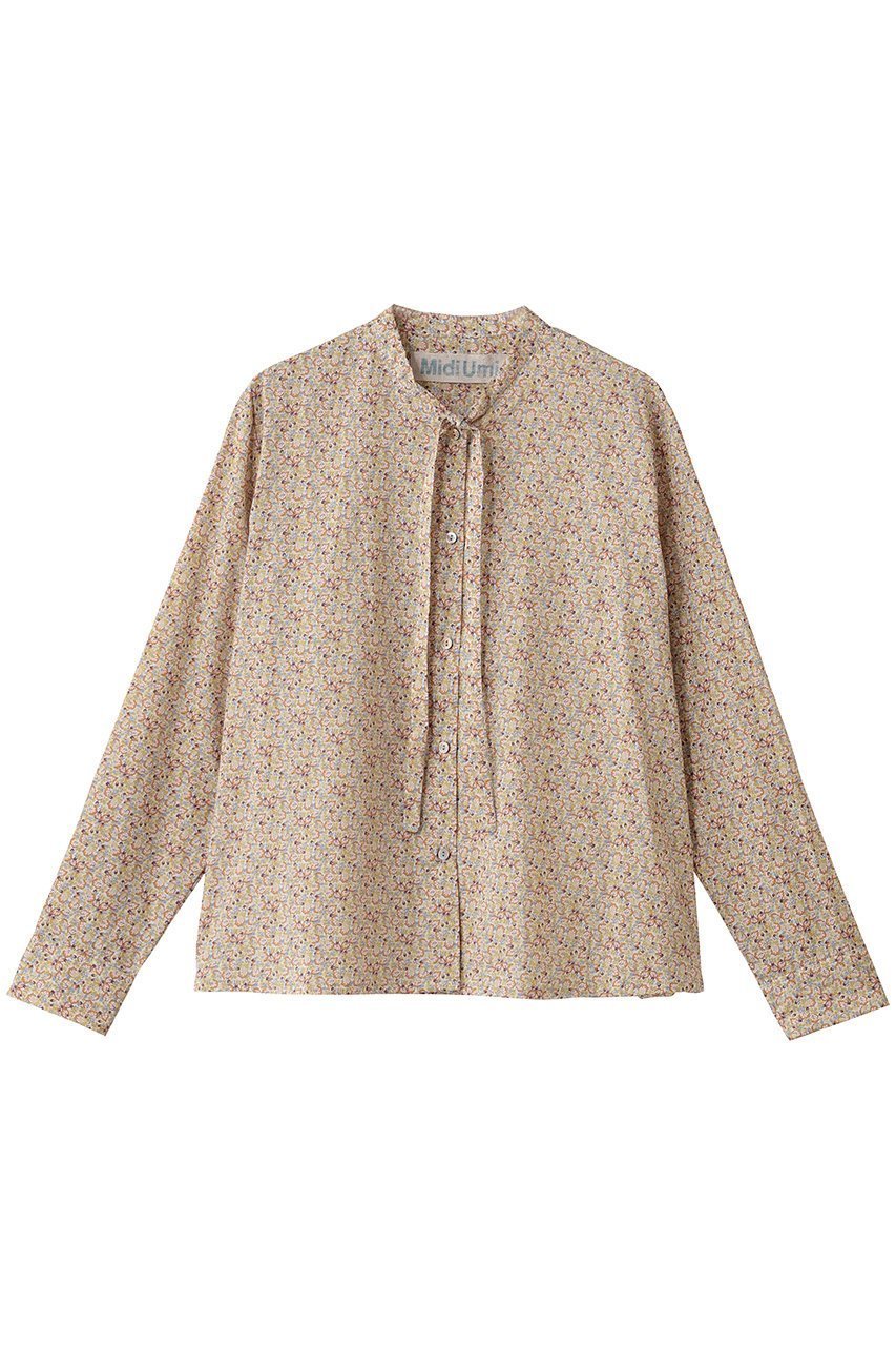 【ミディウミ/MidiUmi】のLIBERTY bow-tie shirt シャツ インテリア・キッズ・メンズ・レディースファッション・服の通販 founy(ファニー) 　ファッション　Fashion　レディースファッション　Fashion for Women　トップス・カットソー　Cut & Sew Tops　シャツ・ブラウス・オフィスカジュアル　Elegant Blouses & Button-Ups　なめらか　Smooth, Silky Texture　スリーブ　Sleeve, Long Sleeve / Short Sleeve　ファブリック　Fabric, Textile　ボタニカル　Botanical, Floral Pattern　リュクス　Luxury, Elegant, High-End, Chic　ロング　Long, Long-Length　エレガント 上品　Elegant　A/W・秋冬　Autumn/Winter　beige|ID: prp329100004741190 ipo3291000000035871578