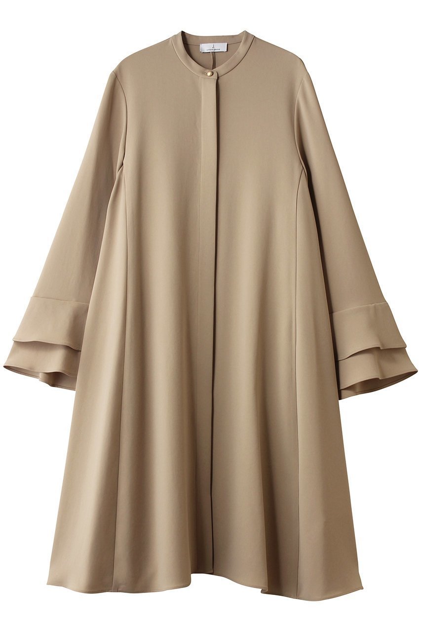 【ジェイドット/j.】の二重織ストレッチフリル袖ワンピース 人気、トレンドファッション・服の通販 founy(ファニー) 　ファッション　Fashion　レディースファッション　Fashion for Women　ワンピース　Dresses　チュニック　Tunic Tops & Dresses　ストレッチ　Stretch, Stretchy Fabric　スリーブ　Sleeve, Long Sleeve / Short Sleeve　ダブル　Double, Double-Breasted　チュニック　Tunic, Long Top　ドレープ　Drape, Draping Fabric　パーティ　Party, Party Style　フリル　Frill, Ruffle　フレア　Flare, Flared　ロング　Long, Long-Length　新作・新入荷　New Arrivals / New In　 other-1|ID: prp329100004741195 ipo3291000000034255585
