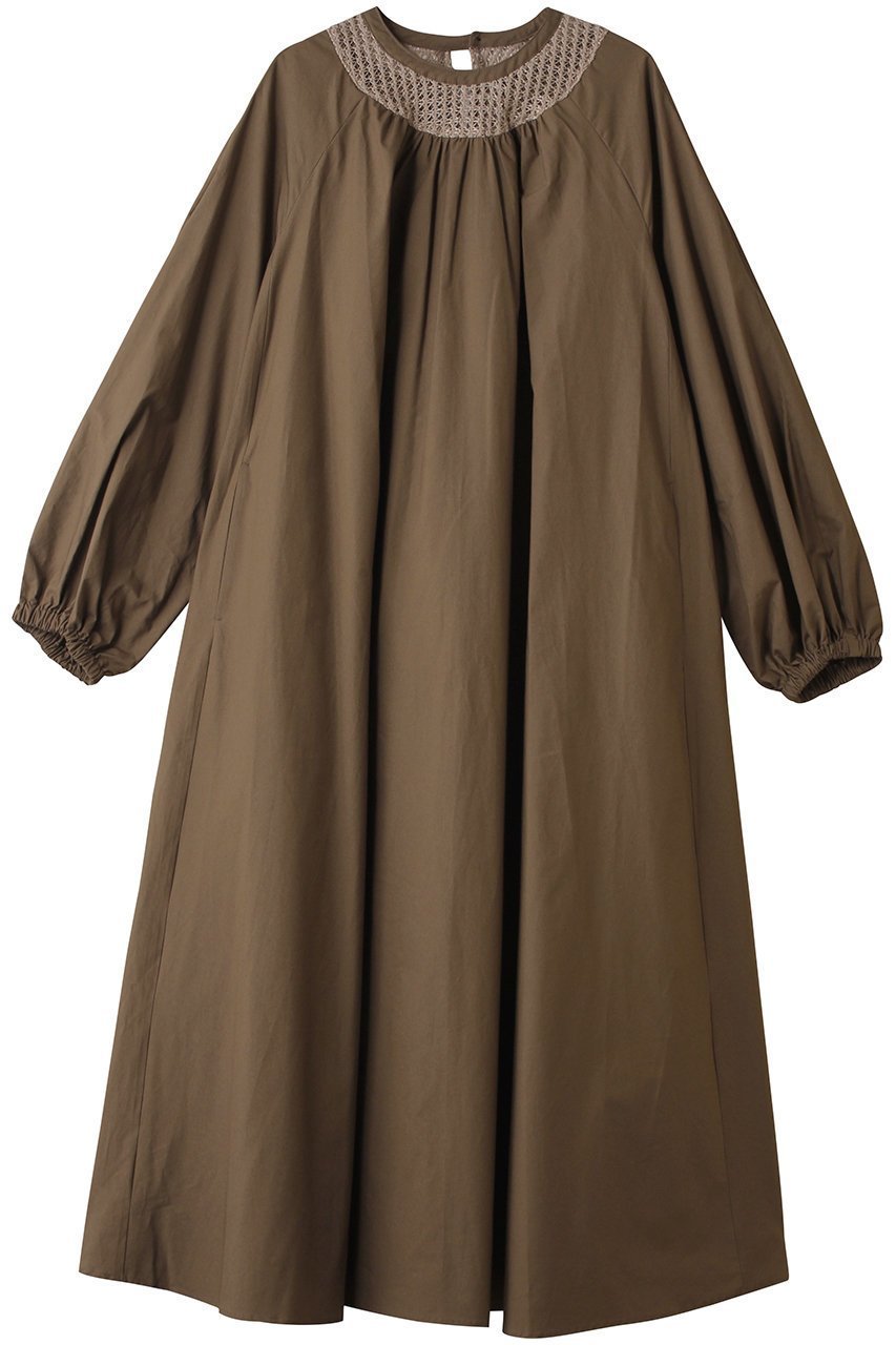 【ミディウミソリッド/MIDIUMISOLID】のボリュームワンピース インテリア・キッズ・メンズ・レディースファッション・服の通販 founy(ファニー) 　ファッション　Fashion　レディースファッション　Fashion for Women　ワンピース　Dresses　チュニック　Tunic Tops & Dresses　シンプル　Simple, Minimal　スニーカー　Sneakers, Trainers　チュニック　Tunic, Long Top　フレア　Flare, Flared　メッシュ　Mesh, Net Fabric　ロング　Long, Long-Length　khaki|ID: prp329100004741200 ipo3291000000035618273