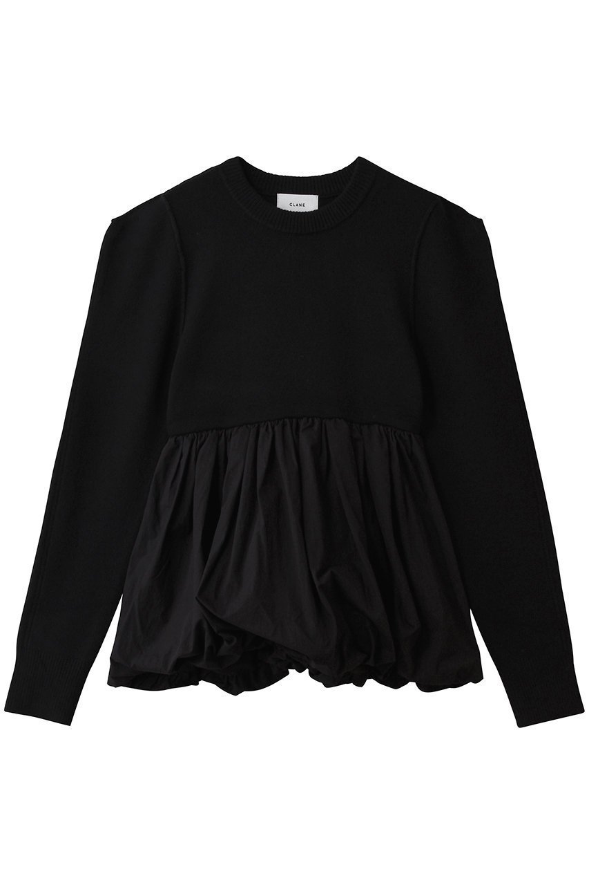 【クラネ/CLANE】のDOCKING POWERSHOULDER KNIT TOPS インテリア・キッズ・メンズ・レディースファッション・服の通販 founy(ファニー) 　ファッション　Fashion　レディースファッション　Fashion for Women　トップス・カットソー　Cut & Sew Tops　ニット　Knit Tops & Sweaters　カジュアルプルオーバー・ニットトップス　Pullovers & Knit Tops / Casual Pullovers　ギャザー　Gathered, Ruffled　ショルダー　Shoulder, Shoulder Strap　ドッキング　Docking, Mixed Material　バルーン　Balloon, Balloon Silhouette　フォルム　Silhouette, Form　新作・新入荷　New Arrivals / New In　BLACK|ID: prp329100004742361 ipo3291000000034268894