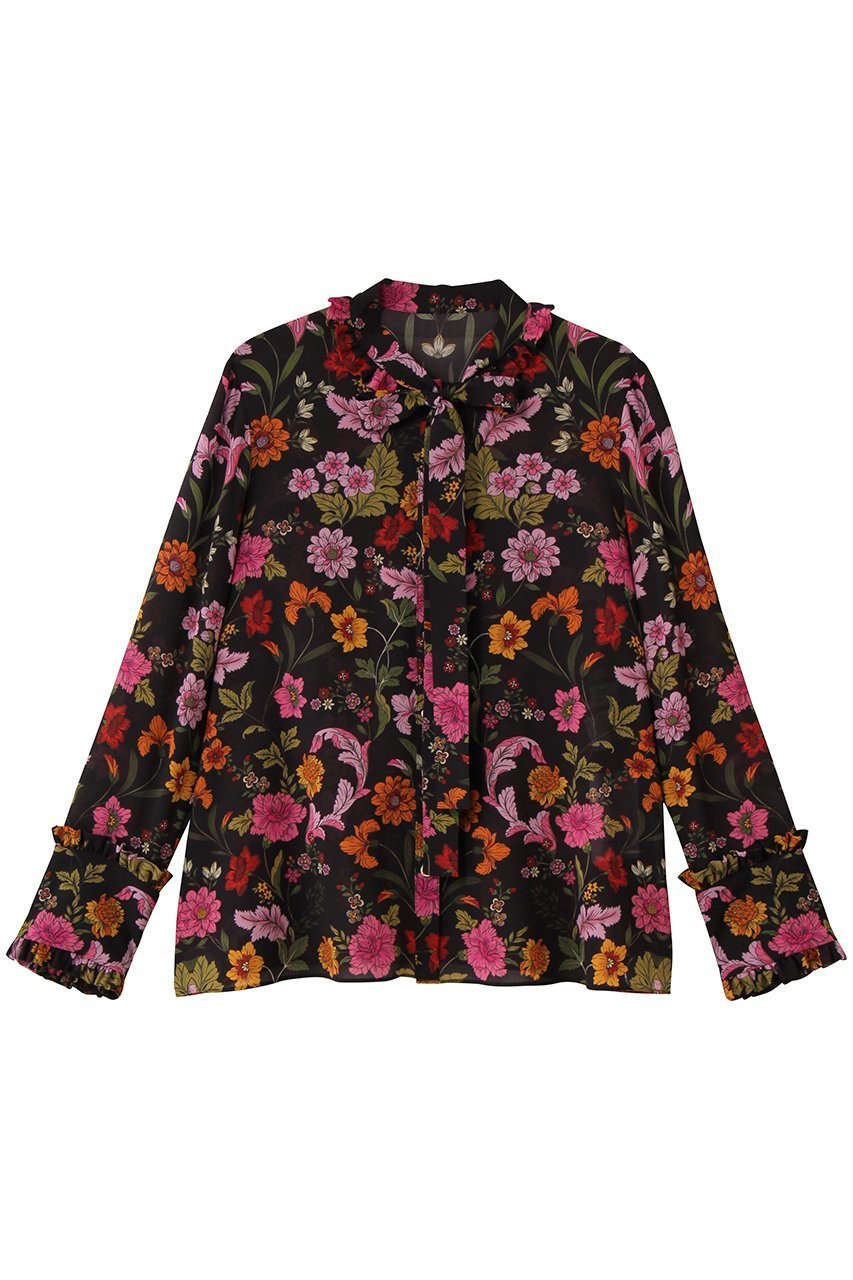 【アルアバイル/allureville】の【Loulou Willoughby】シンメトリーフラワーリボンブラウス 人気、トレンドファッション・服の通販 founy(ファニー) 　ファッション　Fashion　レディースファッション　Fashion for Women　トップス・カットソー　Cut & Sew Tops　シャツ・ブラウス・オフィスカジュアル　Elegant Blouses & Button-Ups　エレガント 上品　Elegant　シンプル　Simple, Minimal　スリーブ　Sleeve, Long Sleeve / Short Sleeve　フラワー　Flower, Floral　プリント　Print, Printed Pattern　ロング　Long, Long-Length　新作・新入荷　New Arrivals / New In　A/W・秋冬　Autumn/Winter　 other-1|ID: prp329100004742379 ipo3291000000034269011