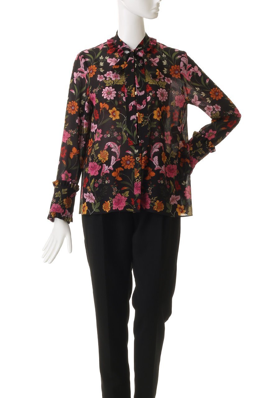 【アルアバイル/allureville】の【Loulou Willoughby】シンメトリーフラワーリボンブラウス 人気、トレンドファッション・服の通販 founy(ファニー) 　ファッション　Fashion　レディースファッション　Fashion for Women　トップス・カットソー　Cut & Sew Tops　シャツ・ブラウス・オフィスカジュアル　Elegant Blouses & Button-Ups　エレガント 上品　Elegant　シンプル　Simple, Minimal　スリーブ　Sleeve, Long Sleeve / Short Sleeve　フラワー　Flower, Floral　プリント　Print, Printed Pattern　ロング　Long, Long-Length　新作・新入荷　New Arrivals / New In　A/W・秋冬　Autumn/Winter　other-2|ID: prp329100004742379 ipo3291000000034269013