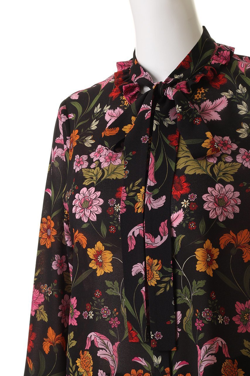 【アルアバイル/allureville】の【Loulou Willoughby】シンメトリーフラワーリボンブラウス 人気、トレンドファッション・服の通販 founy(ファニー) 　ファッション　Fashion　レディースファッション　Fashion for Women　トップス・カットソー　Cut & Sew Tops　シャツ・ブラウス・オフィスカジュアル　Elegant Blouses & Button-Ups　エレガント 上品　Elegant　シンプル　Simple, Minimal　スリーブ　Sleeve, Long Sleeve / Short Sleeve　フラワー　Flower, Floral　プリント　Print, Printed Pattern　ロング　Long, Long-Length　新作・新入荷　New Arrivals / New In　A/W・秋冬　Autumn/Winter　other-5|ID: prp329100004742379 ipo3291000000034269016