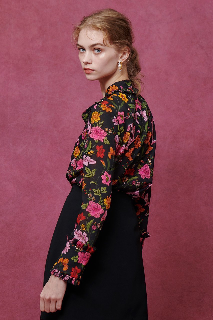 【アルアバイル/allureville】の【Loulou Willoughby】シンメトリーフラワーリボンブラウス 人気、トレンドファッション・服の通販 founy(ファニー) ファッション Fashion レディースファッション Fashion for Women トップス・カットソー Cut & Sew Tops シャツ・ブラウス・オフィスカジュアル Elegant Blouses & Button-Ups エレガント 上品 Elegant シンプル Simple, Minimal スリーブ Sleeve, Long Sleeve / Short Sleeve フラワー Flower, Floral プリント Print, Printed Pattern ロング Long, Long-Length A/W・秋冬 Autumn/Winter other-7|ID: prp329100004742379 ipo3291000000034565804