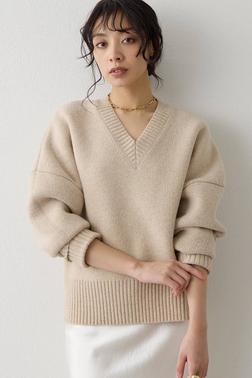 【ウィムガゼット/Whim Gazette】のシルエットニット インテリア・キッズ・メンズ・レディースファッション・服の通販 founy(ファニー) 　ファッション　Fashion　レディースファッション　Fashion for Women　トップス・カットソー　Cut & Sew Tops　ニット　Knit Tops & Sweaters　カジュアルプルオーバー・ニットトップス　Pullovers & Knit Tops / Casual Pullovers　クール　Cool, Chic　シンプル　Simple, Minimal　ストレッチ　Stretch, Stretchy Fabric　フォルム　Silhouette, Form　新作・新入荷　New Arrivals / New In　ベージュ|ID: prp329100004742383 ipo3291000000034269042