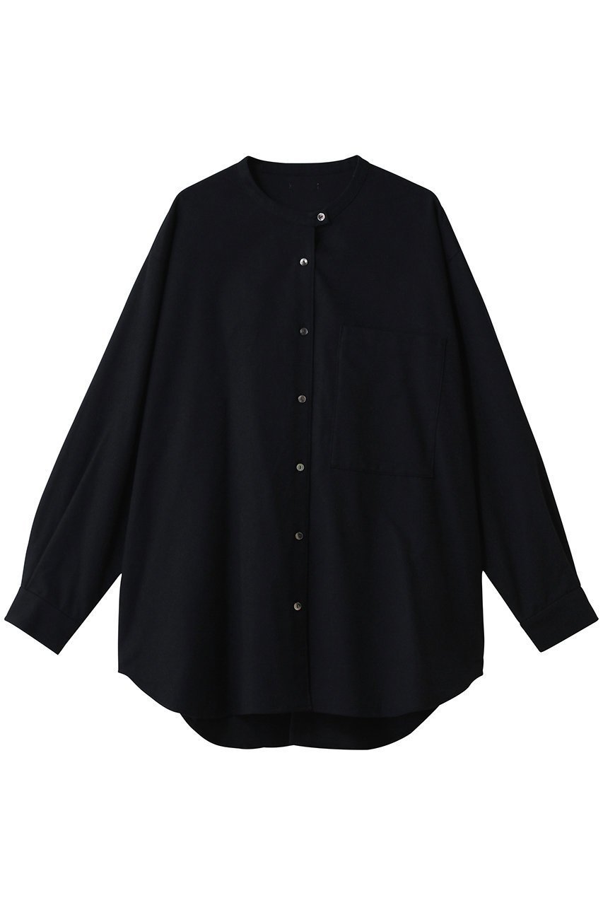 【ミディウミ/MidiUmi】のHOME band collar shirt シャツ インテリア・キッズ・メンズ・レディースファッション・服の通販 founy(ファニー) 　ファッション　Fashion　レディースファッション　Fashion for Women　トップス・カットソー　Cut & Sew Tops　シャツ・ブラウス・オフィスカジュアル　Elegant Blouses & Button-Ups　シンプル　Simple, Minimal　スラックス　Slacks, Dress Pants　スリーブ　Sleeve, Long Sleeve / Short Sleeve　デニム　Denim, Jeans Material　ロング　Long, Long-Length　ワイド　Wide, Wide Fit　navy|ID: prp329100004743728 ipo3291000000036107797