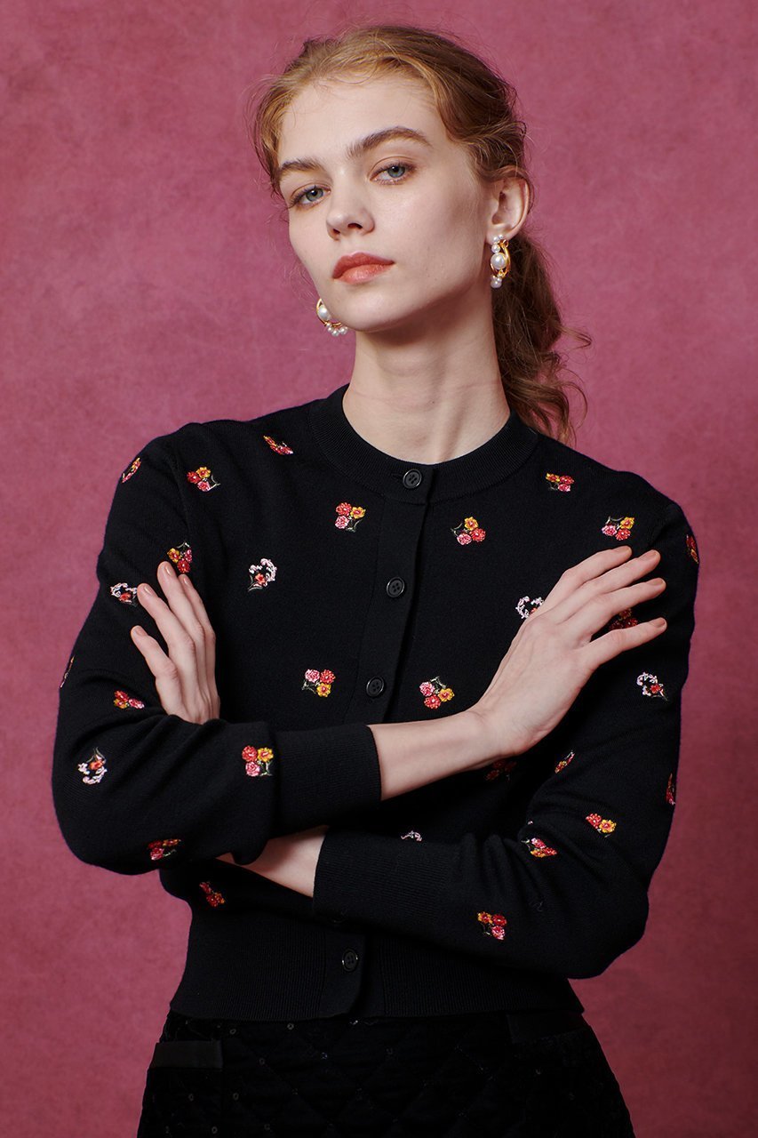 【アルアバイル/allureville】の【Loulou Willoughby】フラワーシシュウカーディガン 人気、トレンドファッション・服の通販 founy(ファニー) 　ファッション　Fashion　レディースファッション　Fashion for Women　トップス・カットソー　Cut & Sew Tops　ニット　Knit Tops & Sweaters　カーディガン・羽織り　Layered Style Cardigans　カーディガン　Cardigan, Knitwear　シンプル　Simple, Minimal　スリーブ　Sleeve, Long Sleeve / Short Sleeve　フラワー　Flower, Floral　ロング　Long, Long-Length　エレガント 上品　Elegant　A/W・秋冬　Autumn/Winter　other-6|ID: prp329100004744593 ipo3291000000034565800