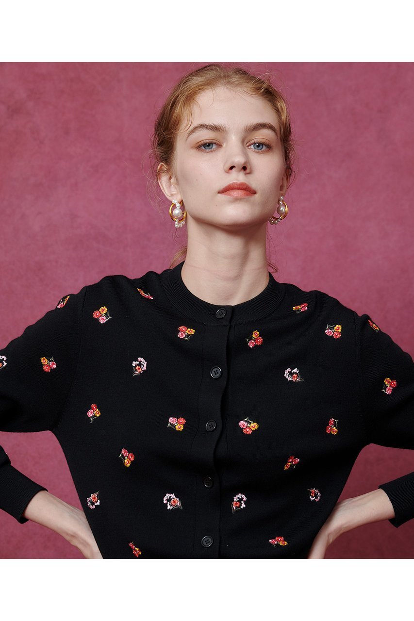 【アルアバイル/allureville】の【Loulou Willoughby】フラワーシシュウカーディガン 人気、トレンドファッション・服の通販 founy(ファニー) 　ファッション　Fashion　レディースファッション　Fashion for Women　トップス・カットソー　Cut & Sew Tops　ニット　Knit Tops & Sweaters　カーディガン・羽織り　Layered Style Cardigans　カーディガン　Cardigan, Knitwear　シンプル　Simple, Minimal　スリーブ　Sleeve, Long Sleeve / Short Sleeve　フラワー　Flower, Floral　ロング　Long, Long-Length　エレガント 上品　Elegant　A/W・秋冬　Autumn/Winter　other-8|ID: prp329100004744593 ipo3291000000034565802