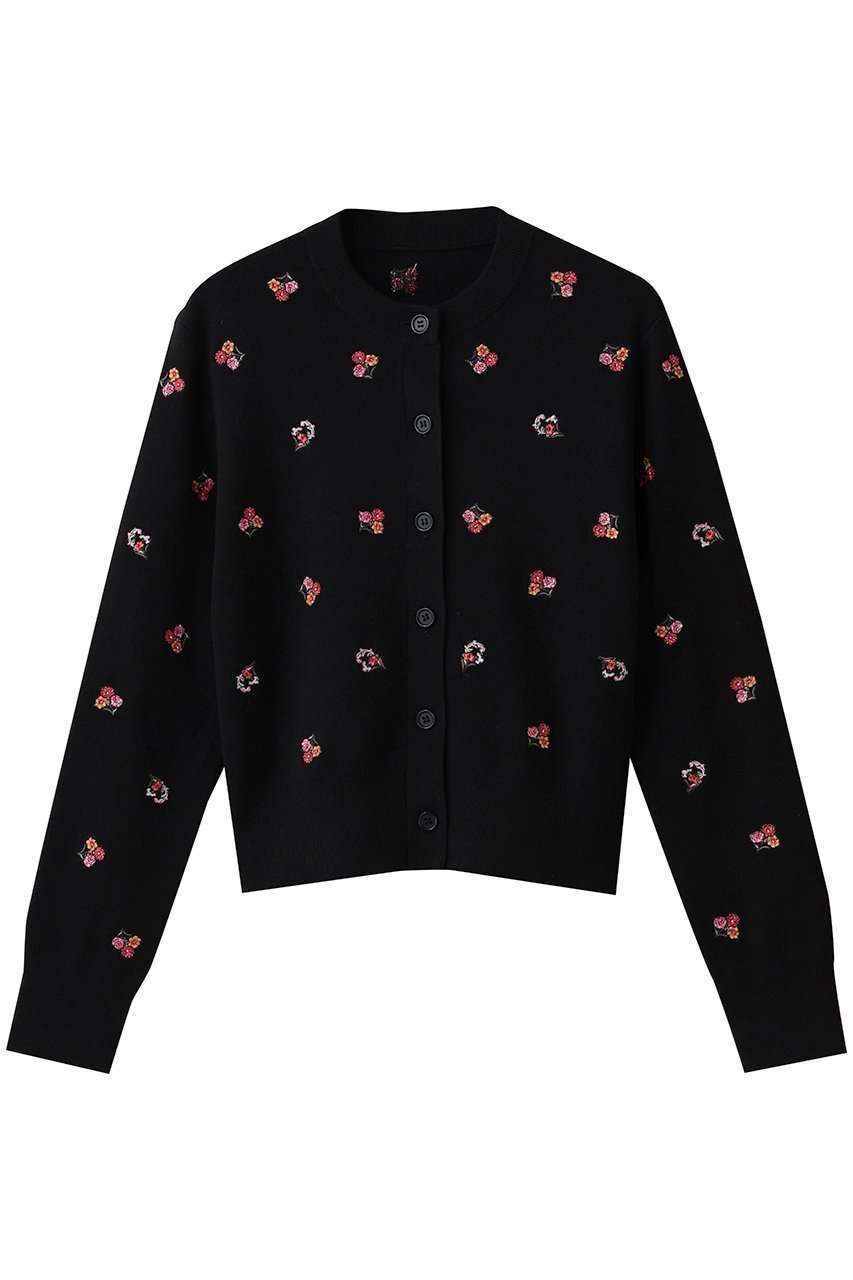 【アルアバイル/allureville】の【Loulou Willoughby】フラワーシシュウカーディガン インテリア・キッズ・メンズ・レディースファッション・服の通販 founy(ファニー) 　ファッション　Fashion　レディースファッション　Fashion for Women　トップス・カットソー　Cut & Sew Tops　ニット　Knit Tops & Sweaters　カーディガン・羽織り　Layered Style Cardigans　カーディガン　Cardigan, Knitwear　シンプル　Simple, Minimal　スリーブ　Sleeve, Long Sleeve / Short Sleeve　フラワー　Flower, Floral　ロング　Long, Long-Length　エレガント 上品　Elegant　A/W・秋冬　Autumn/Winter　ブラック系|ID: prp329100004744593 ipo3291000000036908138