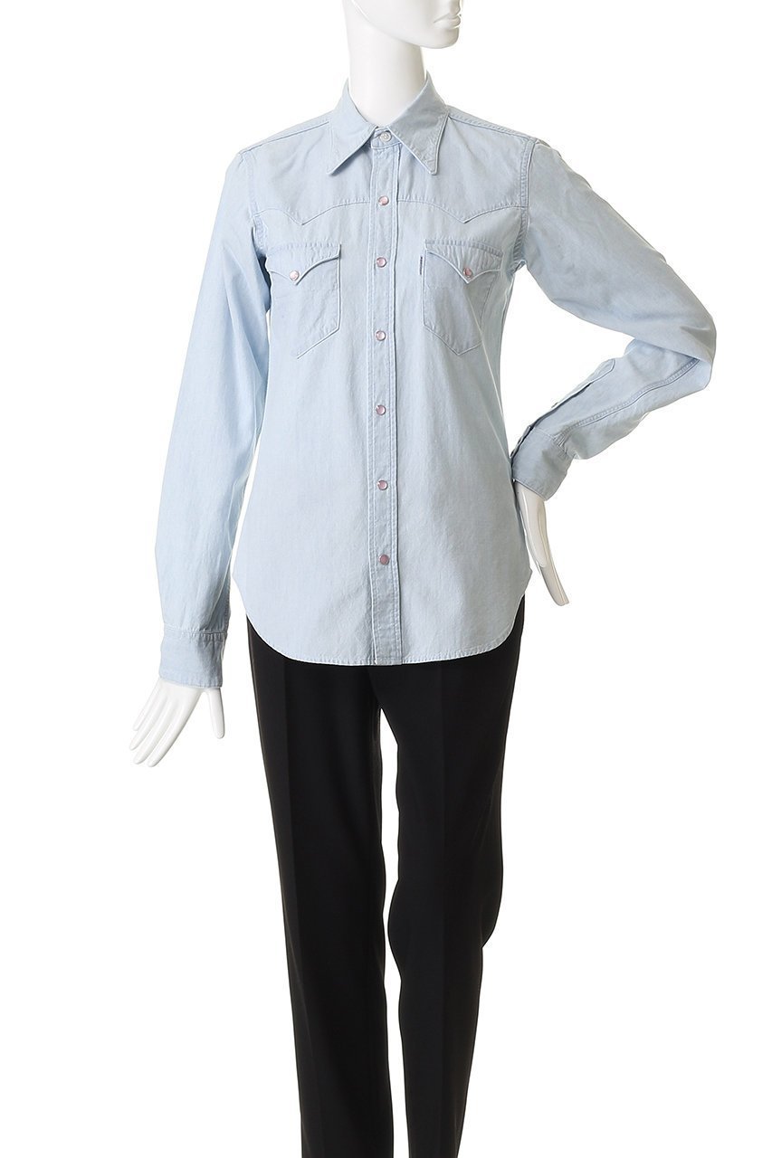 【マディソンブルー/MADISONBLUE】のWESTERN SH CHAMBRAY(VW) ウェスタンシャツ 人気、トレンドファッション・服の通販 founy(ファニー) 　ファッション　Fashion　レディースファッション　Fashion for Women　トップス・カットソー　Cut & Sew Tops　シャツ・ブラウス・オフィスカジュアル　Elegant Blouses & Button-Ups　ウエスタン　Western Style　シェイプ　Shape, Slim Fit　スリーブ　Sleeve, Long Sleeve / Short Sleeve　フィット　Fit, Slim Fit　ロング　Long, Long-Length　ヴィンテージ　Vintage Style　新作・新入荷　New Arrivals / New In　other-2|ID: prp329100004744596 ipo3291000000034294342