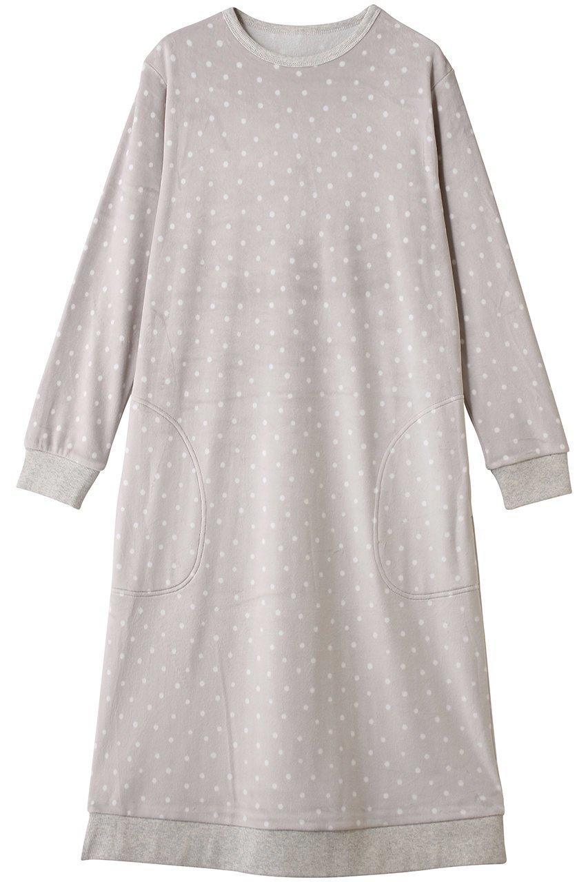 【キッドブルー/KID BLUE】の25ストレッチシャギードットワンピース インテリア・キッズ・メンズ・レディースファッション・服の通販 founy(ファニー) 　ファッション　Fashion　レディースファッション　Fashion for Women　ワンピース　Dresses　ドット　Polka Dot, Dot Pattern　パジャマ　Pajamas, Sleepwear　フェミニン　Feminine, Girly　ポケット　Pocket, Pocket Detail　ロング　Long, Long-Length　エレガント 上品　Elegant　再入荷　Restock / Back in Stock　ライトグレー|ID: prp329100004744604 ipo3291000000035364615