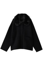 【アルアバイル/allureville】の【Loulou Willoughby】ファー衿ニットショートコート ブラック|ID: prp329100004744614 ipo3291000000035626098