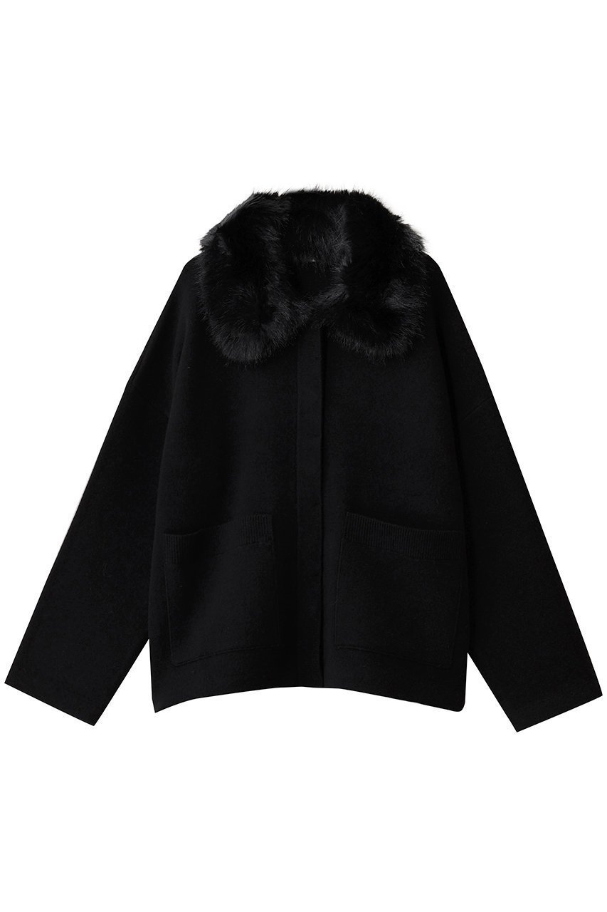 【アルアバイル/allureville】の【Loulou Willoughby】ファー衿ニットショートコート インテリア・キッズ・メンズ・レディースファッション・服の通販 founy(ファニー) 　ファッション　Fashion　レディースファッション　Fashion for Women　アウター　Coat / Outerwear Collection　コート・ロングコート・ピーコート　Long Coats, Peacoats & More　ショート　Short, Short Length　シンプル　Simple, Minimal　スリーブ　Sleeve, Long Sleeve / Short Sleeve　ロング　Long, Long-Length　A/W・秋冬　Autumn/Winter　ブラック|ID: prp329100004744614 ipo3291000000035626098