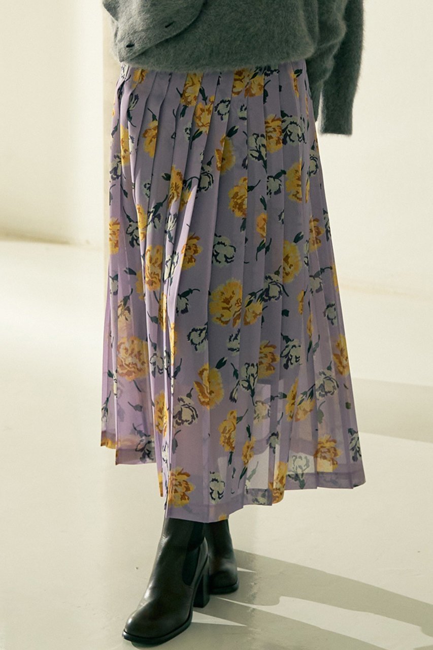 【デザイン ワークス/DESIGN WORKS】の【セットアップ対応】フラワープリントプリーツスカート 人気、トレンドファッション・服の通販 founy(ファニー) ファッション Fashion レディースファッション Fashion for Women セットアップ Matching Sets スカート・ミニ/ミディ/マキシ Skirts / Mini, Midi & Maxi Skirts スカート Skirts プリーツスカート / 上品フェミニンスタイル Pleated Skirts ロングスカート Long Skirts / Maxi & Midi Skirts なめらか Smooth, Silky Texture エレガント 上品 Elegant コンパクト Compact, Small Size シンプル Simple, Minimal セットアップ Set-Up, Coordinated Outfit フラワー Flower, Floral プリント Print, Printed Pattern プリーツ Pleats, Pleated ミドル Middle Length, Mid Height ラベンダー Lavender ロング Long, Long-Length other-2|ID: prp329100004744631 ipo3291000000035265400