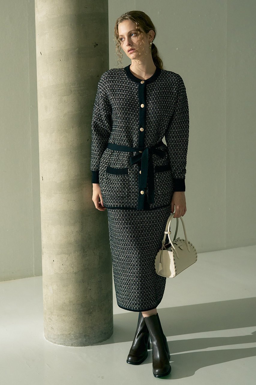 【デザイン ワークス/DESIGN WORKS】の【セットアップ対応】【BEAUVET】ニットジャガードタイトスカート 人気、トレンドファッション・服の通販 founy(ファニー) 　ファッション　Fashion　レディースファッション　Fashion for Women　セットアップ　Matching Sets　スカート・ミニ/ミディ/マキシ　Skirts / Mini, Midi & Maxi Skirts　スカート　Skirts　ロングスカート　Long Skirts / Maxi & Midi Skirts　カーディガン　Cardigan, Knitwear　コンパクト　Compact, Small Size　ジャカード／ジャガード　Jacquard, Woven Pattern　スリット　Slit, Slit Detail　セットアップ　Set-Up, Coordinated Outfit　ツイード　Twill, Twill Weave　ロング　Long, Long-Length　エレガント 上品　Elegant　新作・新入荷　New Arrivals / New In　other-5|ID: prp329100004744635 ipo3291000000034294721
