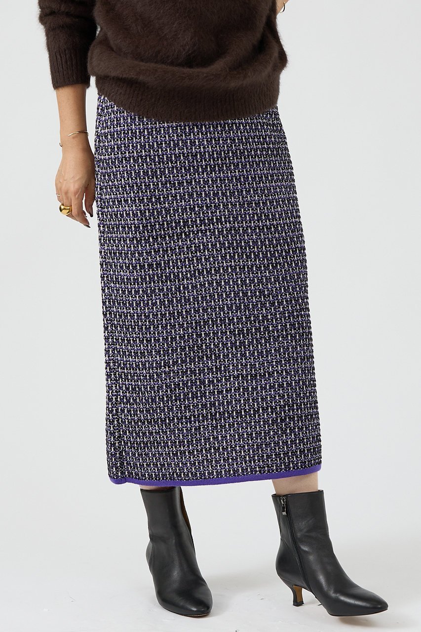 【デザイン ワークス/DESIGN WORKS】の【セットアップ対応】【BEAUVET】ニットジャガードタイトスカート インテリア・キッズ・メンズ・レディースファッション・服の通販 founy(ファニー) 　ファッション　Fashion　レディースファッション　Fashion for Women　セットアップ　Matching Sets　スカート・ミニ/ミディ/マキシ　Skirts / Mini, Midi & Maxi Skirts　スカート　Skirts　ロングスカート　Long Skirts / Maxi & Midi Skirts　カーディガン　Cardigan, Knitwear　コンパクト　Compact, Small Size　ジャカード／ジャガード　Jacquard, Woven Pattern　スリット　Slit, Slit Detail　セットアップ　Set-Up, Coordinated Outfit　ツイード　Twill, Twill Weave　ロング　Long, Long-Length　エレガント 上品　Elegant　パープル|ID: prp329100004744635 ipo3291000000036049391