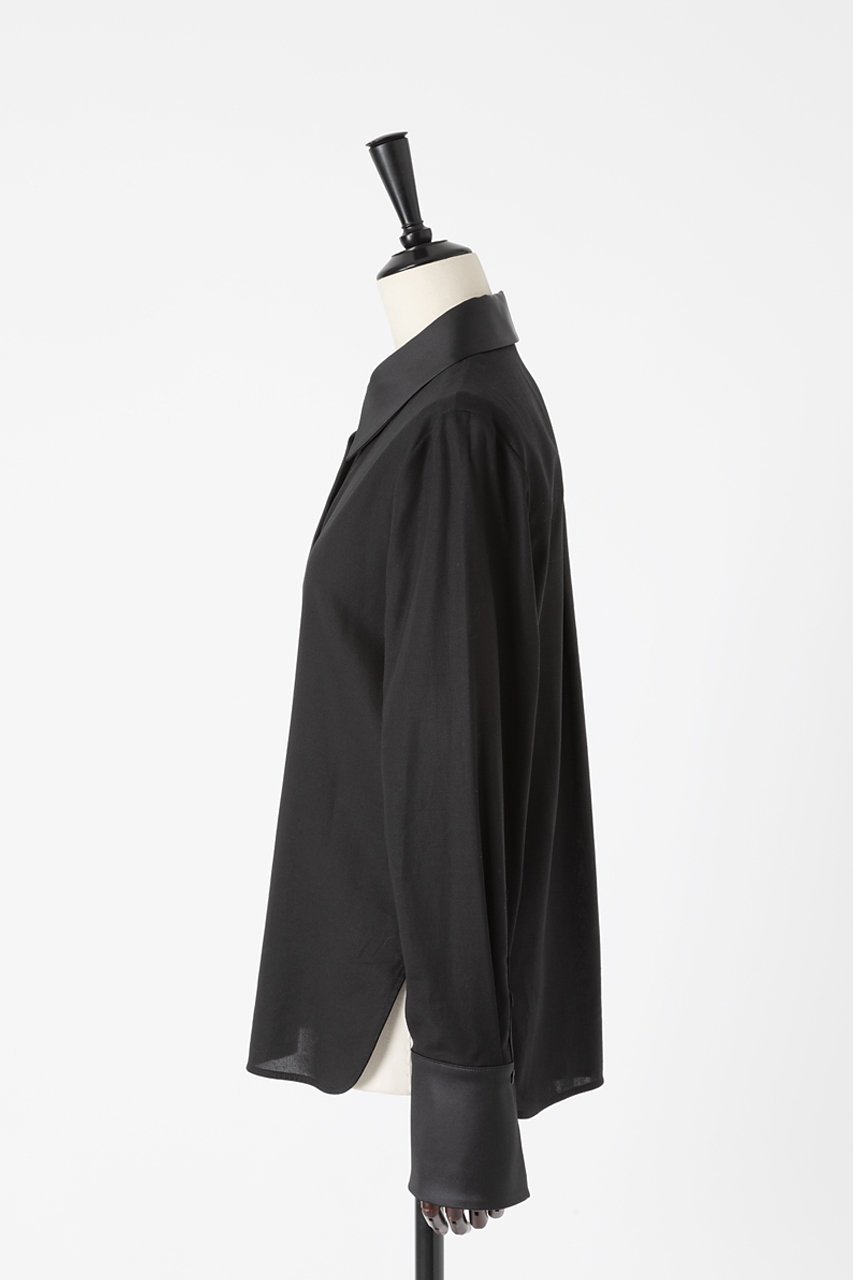 【オーヴィル/EAUVIRE】のサテンカラーシャツ 人気、トレンドファッション・服の通販 founy(ファニー) 　ファッション　Fashion　レディースファッション　Fashion for Women　トップス・カットソー　Cut & Sew Tops　シャツ・ブラウス・オフィスカジュアル　Elegant Blouses & Button-Ups　2025年　2025　2025-2026秋冬・A/W　Autumn/Winter 2025–26 AW25–26　カフス　Cuff Design　コンビ　Combo, Combination Style　ジャケット　Jacket, Outerwear　ストレッチ　Stretch, Stretchy Fabric　スリーブ　Sleeve, Long Sleeve / Short Sleeve　ロング　Long, Long-Length　日本製　Made In Japan　A/W・秋冬　Autumn/Winter　other-2|ID: prp329100004745544 ipo3291000000034307400