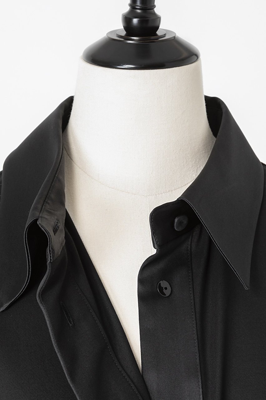 【オーヴィル/EAUVIRE】のサテンカラーシャツ 人気、トレンドファッション・服の通販 founy(ファニー) 　ファッション　Fashion　レディースファッション　Fashion for Women　トップス・カットソー　Cut & Sew Tops　シャツ・ブラウス・オフィスカジュアル　Elegant Blouses & Button-Ups　2025年　2025　2025-2026秋冬・A/W　Autumn/Winter 2025–26 AW25–26　カフス　Cuff Design　コンビ　Combo, Combination Style　ジャケット　Jacket, Outerwear　ストレッチ　Stretch, Stretchy Fabric　スリーブ　Sleeve, Long Sleeve / Short Sleeve　ロング　Long, Long-Length　日本製　Made In Japan　A/W・秋冬　Autumn/Winter　other-7|ID: prp329100004745544 ipo3291000000034307405