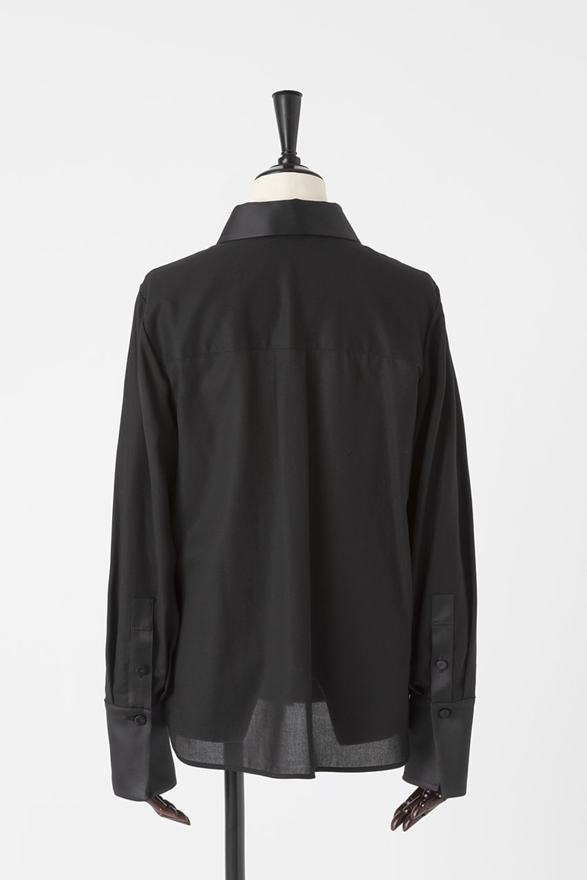 【オーヴィル/EAUVIRE】のサテンカラーシャツ 人気、トレンドファッション・服の通販 founy(ファニー) 　ファッション　Fashion　レディースファッション　Fashion for Women　トップス・カットソー　Cut & Sew Tops　シャツ・ブラウス・オフィスカジュアル　Elegant Blouses & Button-Ups　カフス　Cuff Design　コンビ　Combo, Combination Style　ジャケット　Jacket, Outerwear　ストレッチ　Stretch, Stretchy Fabric　スリーブ　Sleeve, Long Sleeve / Short Sleeve　ロング　Long, Long-Length　日本製　Made In Japan　other-3|ID: prp329100004745544 ipo3291000000035843580