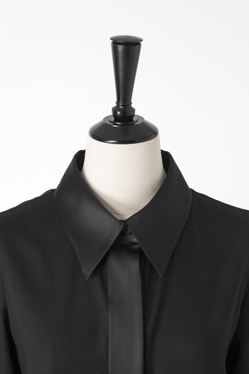 【オーヴィル/EAUVIRE】のサテンカラーシャツ 人気、トレンドファッション・服の通販 founy(ファニー) 　ファッション　Fashion　レディースファッション　Fashion for Women　トップス・カットソー　Cut & Sew Tops　シャツ・ブラウス・オフィスカジュアル　Elegant Blouses & Button-Ups　カフス　Cuff Design　コンビ　Combo, Combination Style　ジャケット　Jacket, Outerwear　ストレッチ　Stretch, Stretchy Fabric　スリーブ　Sleeve, Long Sleeve / Short Sleeve　ロング　Long, Long-Length　日本製　Made In Japan　other-4|ID: prp329100004745544 ipo3291000000035843581