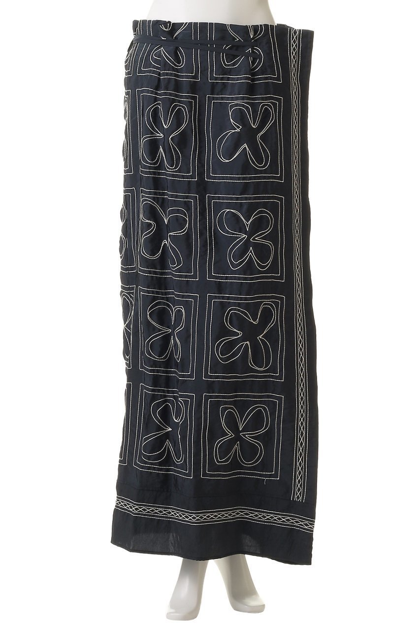 【マルティニーク/martinique】の【CURRENTAGE】刺繍ラップ風スカート 人気、トレンドファッション・服の通販 founy(ファニー) 　ファッション　Fashion　レディースファッション　Fashion for Women　スカート　Skirts　ロングスカート　Long Skirts / Maxi & Midi Skirts　おすすめ　Recommended / Our Picks　ショート　Short, Short Length　シンプル　Simple, Minimal　ラップ　Wrap, Wrap Design　リボン　Ribbon, Bow　ロング　Long, Long-Length　新作・新入荷　New Arrivals / New In　other-2|ID: prp329100004745545 ipo3291000000034307409