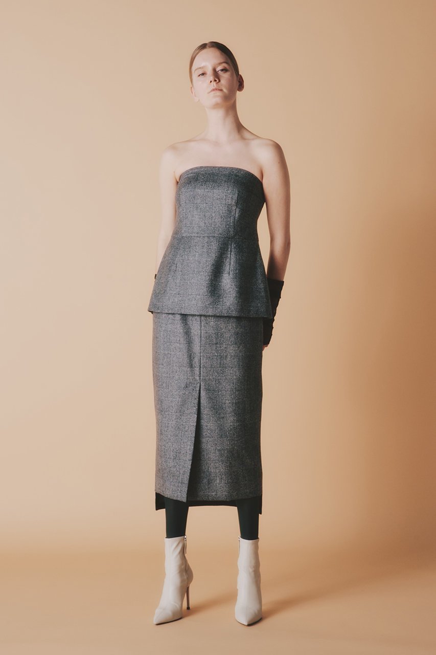 【ルームエイト/Room no.8】の【Room no.8 BLACK】ウールカシミヤ ベント スカート 人気、トレンドファッション・服の通販 founy(ファニー) 　ファッション　Fashion　レディースファッション　Fashion for Women　スカート　Skirts　ロングスカート　Long Skirts / Maxi & Midi Skirts　クラシカル　Classical, Vintage-Inspired　シンプル　Simple, Minimal　ジャケット　Jacket, Outerwear　セットアップ　Set-Up, Coordinated Outfit　チェック　Check, Plaid, Tartan　ロング　Long, Long-Length　エレガント 上品　Elegant　新作・新入荷　New Arrivals / New In　other-6|ID: prp329100004745552 ipo3291000000034307527