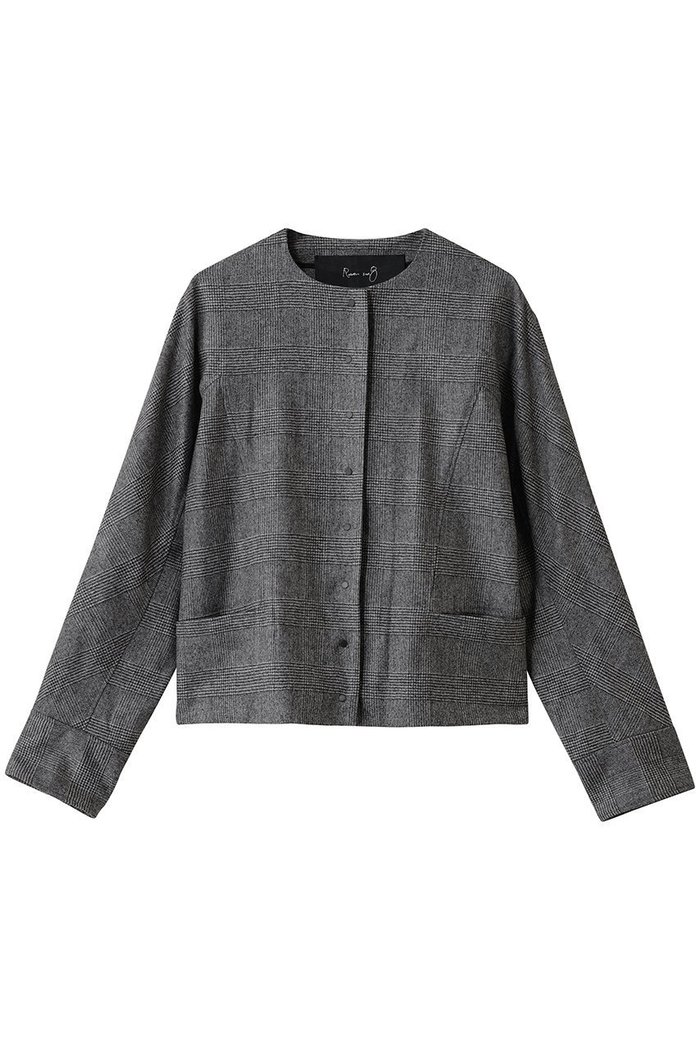 【ルームエイト/Room no.8】の【Room no.8 BLACK】ウールカシミヤ スナップ ブルゾン インテリア・キッズ・メンズ・レディースファッション・服の通販 founy(ファニー) https://founy.com/ ファッション Fashion レディースファッション Fashion for Women アウター Coat / Outerwear Collection レディースジャケット・軽アウター Jackets ブルゾンジャケット・スポーティアウター Blouson Jackets クラシカル Classical, Vintage-Inspired ジャケット Jacket, Outerwear チェック Check, Plaid, Tartan フォルム Silhouette, Form ブルゾン Blouson, Bomber Jacket マニッシュ Mannish, Boyish 新作・新入荷 New Arrivals / New In |ID: prp329100004745553 ipo3291000000034307530