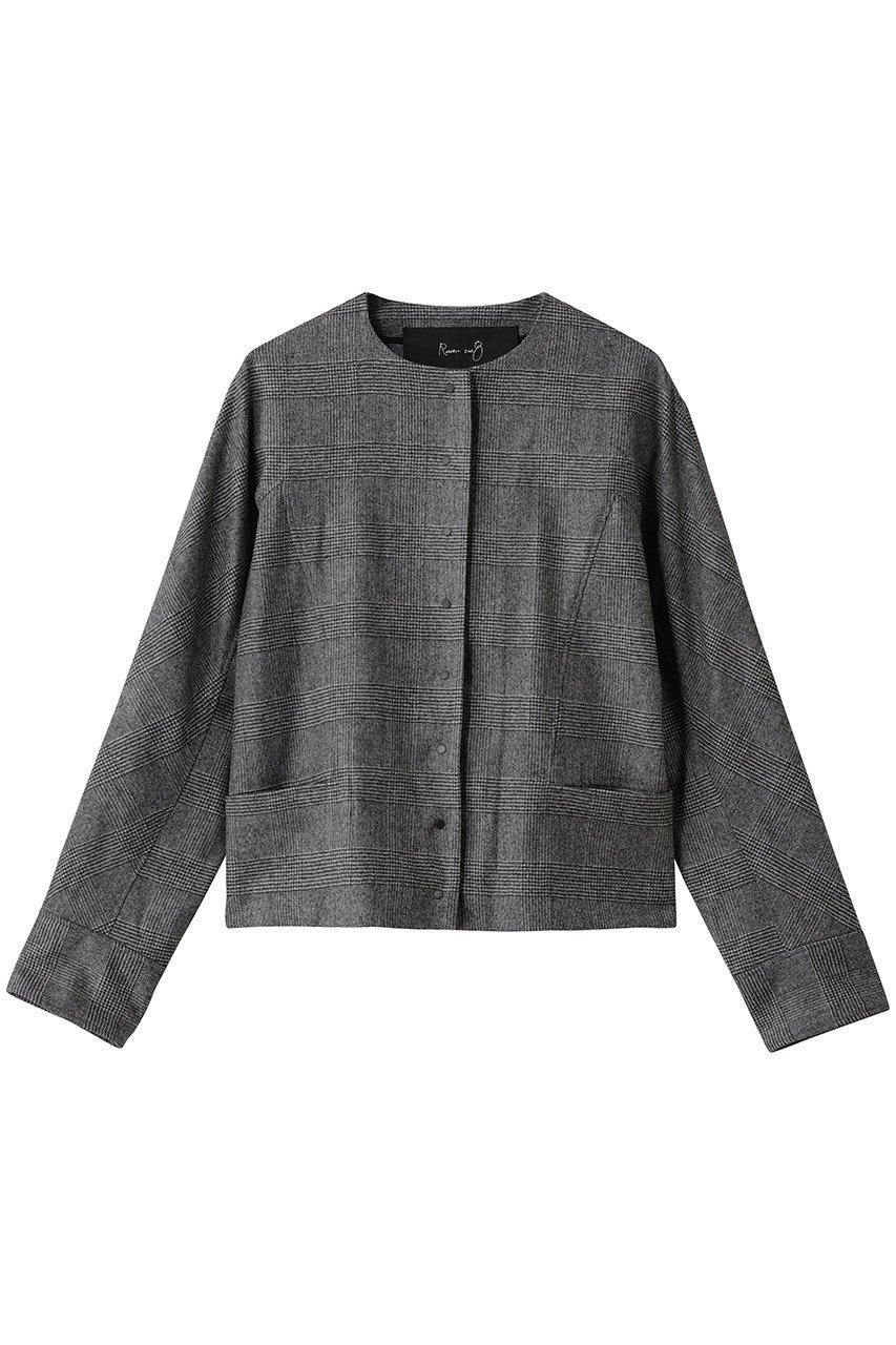 【ルームエイト/Room no.8】の【Room no.8 BLACK】ウールカシミヤ スナップ ブルゾン インテリア・キッズ・メンズ・レディースファッション・服の通販 founy(ファニー) 　ファッション　Fashion　レディースファッション　Fashion for Women　アウター　Coat / Outerwear Collection　レディースジャケット・軽アウター　Jackets　ブルゾンジャケット・スポーティアウター　Blouson Jackets　クラシカル　Classical, Vintage-Inspired　ジャケット　Jacket, Outerwear　チェック　Check, Plaid, Tartan　フォルム　Silhouette, Form　ブルゾン　Blouson, Bomber Jacket　マニッシュ　Mannish, Boyish　新作・新入荷　New Arrivals / New In　グレー(グレンチェック)|ID: prp329100004745553 ipo3291000000034307531