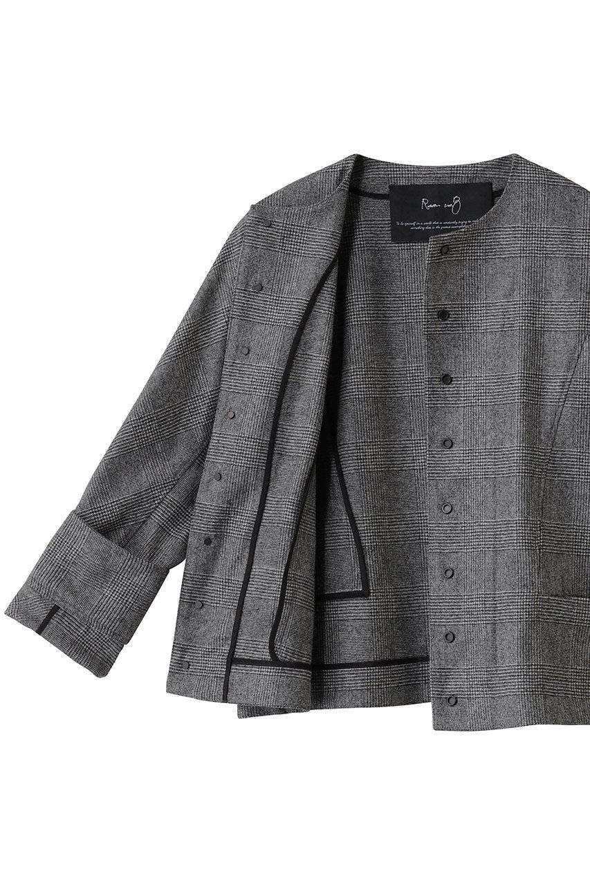 【ルームエイト/Room no.8】の【Room no.8 BLACK】ウールカシミヤ スナップ ブルゾン 人気、トレンドファッション・服の通販 founy(ファニー) 　ファッション　Fashion　レディースファッション　Fashion for Women　アウター　Coat / Outerwear Collection　レディースジャケット・軽アウター　Jackets　ブルゾンジャケット・スポーティアウター　Blouson Jackets　クラシカル　Classical, Vintage-Inspired　ジャケット　Jacket, Outerwear　チェック　Check, Plaid, Tartan　フォルム　Silhouette, Form　ブルゾン　Blouson, Bomber Jacket　マニッシュ　Mannish, Boyish　新作・新入荷　New Arrivals / New In　other-6|ID: prp329100004745553 ipo3291000000034307540