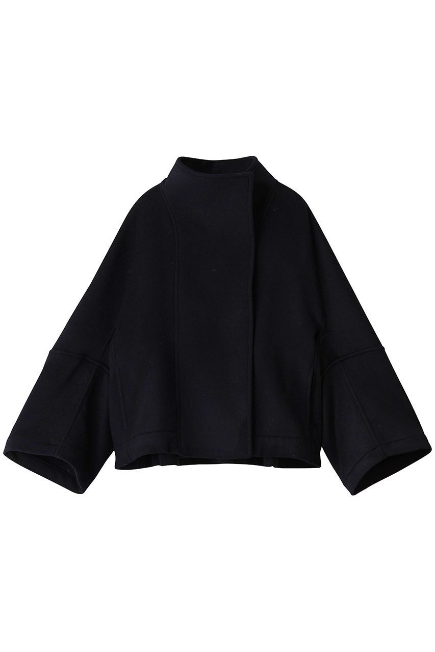 【ルームエイト/Room no.8】のカシミヤ ハイネック ショート ドット コート インテリア・キッズ・メンズ・レディースファッション・服の通販 founy(ファニー) 　ファッション　Fashion　レディースファッション　Fashion for Women　アウター　Coat / Outerwear Collection　コート・ロングコート・ピーコート　Long Coats, Peacoats & More　ショート　Short, Short Length　シンプル　Simple, Minimal　スタイリッシュ　Stylish, Fashionable　スリーブ　Sleeve, Long Sleeve / Short Sleeve　ドット　Polka Dot, Dot Pattern　ハイネック　High Neck, Mock Neck　ミックス　Mix, Mixed Style　新作・新入荷　New Arrivals / New In　ネイビー|ID: prp329100004745554 ipo3291000000034307546