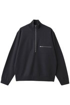 【イレーヴ/YLEVE】のULTRAFINE メリノ ミルド ウール ニット ハーフ ジップ プルオーバー スモーキーネイビー|ID:prp329100004745562