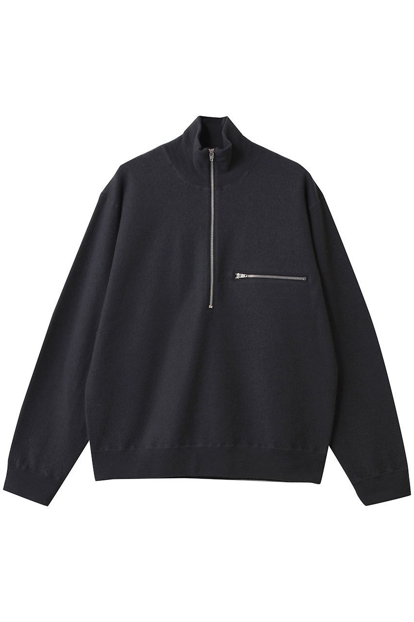 【イレーヴ/YLEVE】のULTRAFINE メリノ ミルド ウール ニット ハーフ ジップ プルオーバー インテリア・キッズ・メンズ・レディースファッション・服の通販 founy(ファニー) 　ファッション　Fashion　レディースファッション　Fashion for Women　トップス・カットソー　Cut & Sew Tops　ニット　Knit Tops & Sweaters　カジュアルプルオーバー・ニットトップス　Pullovers & Knit Tops / Casual Pullovers　カットソー　Cut and Sewn Top　ジップ　Zip, Zipper　チェック　Check, Plaid, Tartan　ハーフ　Half, Half-Length　新作・新入荷　New Arrivals / New In　スモーキーネイビー|ID: prp329100004745562 ipo3291000000034307594