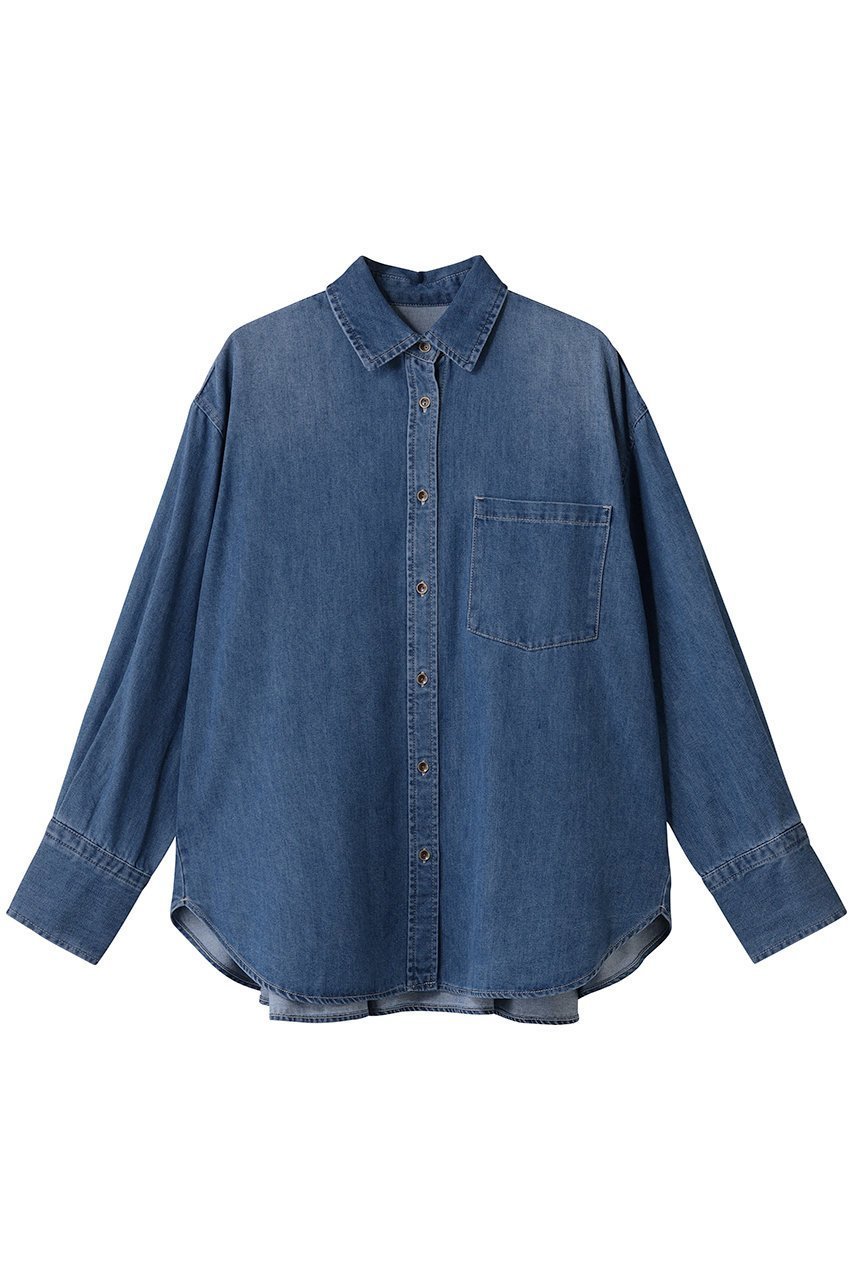 【ガリャルダガランテ/GALLARDAGALANTE】のバックフレアデニムシャツ 人気、トレンドファッション・服の通販 founy(ファニー) 　ファッション　Fashion　レディースファッション　Fashion for Women　トップス・カットソー　Cut & Sew Tops　シャツ・ブラウス・オフィスカジュアル　Elegant Blouses & Button-Ups　バッグ　Bags　おすすめ　Recommended / Our Picks　スウェット / スエット　Sweatshirt, Sweatwear　スリーブ　Sleeve, Long Sleeve / Short Sleeve　デニム　Denim, Jeans Material　ロング　Long, Long-Length　 other-1|ID: prp329100004745578 ipo3291000000036206054