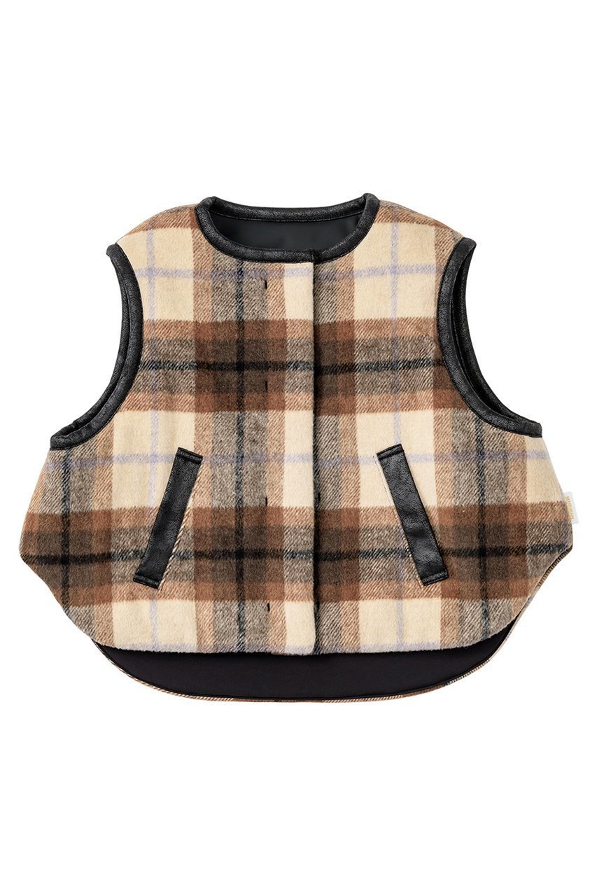 【マールマール/MARLMARL / KIDS】の【BABY&KIDS】halb ベスト black 100-110 インテリア・キッズ・メンズ・レディースファッション・服の通販 founy(ファニー) 　ファッション　Fashion　キッズファッション　Fashion for Kids　アウター　Coat Outerwear /Kids　チェック　Check, Plaid, Tartan　ベスト　Vest, Waistcoat　ベビー　Baby, Babywear　羽織　Haori, Light Jacket　リバーシブル　Reversible, Two-Sided　ロング　Long, Long-Length　おすすめ　Recommended / Our Picks　black|ID: prp329100004745583 ipo3291000000036191809