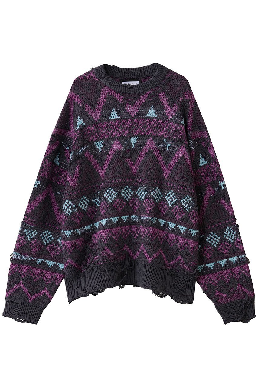 【メゾンスペシャル/MAISON SPECIAL】の【UNISEX】ノルディックダメージJQDニット 人気、トレンドファッション・服の通販 founy(ファニー) 　ファッション　Fashion　レディースファッション　Fashion for Women　トップス・カットソー　Cut & Sew Tops　ニット　Knit Tops & Sweaters　カジュアルプルオーバー・ニットトップス　Pullovers & Knit Tops / Casual Pullovers　ユニセックス　Unisex, Genderless　アクリル　Acrylic Material　クラシック　Classic, Timeless Style　ショルダー　Shoulder, Shoulder Strap　ダメージ　Distressed, Destroyed　ドロップ　Drop Shoulder, Dropped Style　新作・新入荷　New Arrivals / New In　A/W・秋冬　Autumn/Winter　 other-1|ID: prp329100004745595 ipo3291000000034307873