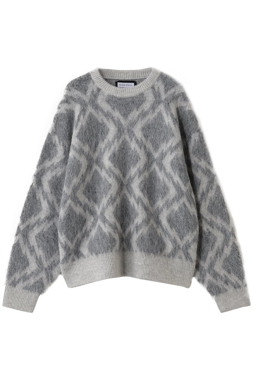 【メゾンスペシャル/MAISON SPECIAL】の【UNISEX】5GGモヘアシャギーニットPO ダイヤジオトリックメパターン インテリア・キッズ・メンズ・レディースファッション・服の通販 founy(ファニー) 　ファッション　Fashion　レディースファッション　Fashion for Women　トップス・カットソー　Cut & Sew Tops　ニット　Knit Tops & Sweaters　カジュアルプルオーバー・ニットトップス　Pullovers & Knit Tops / Casual Pullovers　ユニセックス　Unisex, Genderless　ジャカード／ジャガード　Jacquard, Woven Pattern　バランス　Balance, Style Balance　新作・新入荷　New Arrivals / New In　A/W・秋冬　Autumn/Winter　GRY(グレー)|ID: prp329100004745596 ipo3291000000034307883