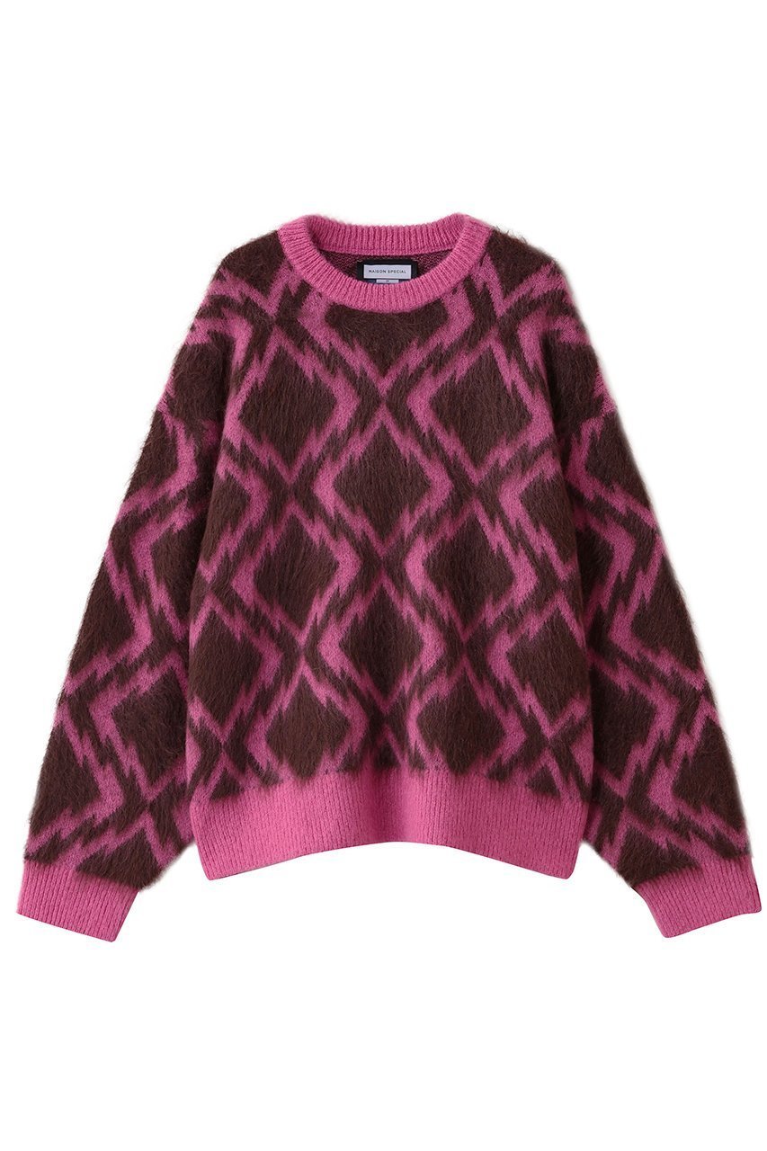 【メゾンスペシャル/MAISON SPECIAL】の【UNISEX】5GGモヘアシャギーニットPO ダイヤジオトリックメパターン インテリア・キッズ・メンズ・レディースファッション・服の通販 founy(ファニー) 　ファッション　Fashion　レディースファッション　Fashion for Women　トップス・カットソー　Cut & Sew Tops　ニット　Knit Tops & Sweaters　カジュアルプルオーバー・ニットトップス　Pullovers & Knit Tops / Casual Pullovers　ユニセックス　Unisex, Genderless　ジャカード／ジャガード　Jacquard, Woven Pattern　バランス　Balance, Style Balance　新作・新入荷　New Arrivals / New In　A/W・秋冬　Autumn/Winter　BRN(ブラウン)|ID: prp329100004745596 ipo3291000000034307884