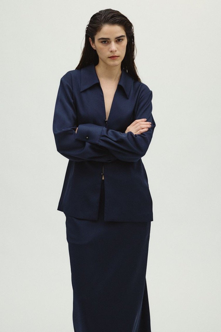 【リムアーク/RIM.ARK】の【10/23 10:00販売開始】Open collar slim SH JK/ジャケット インテリア・キッズ・メンズ・レディースファッション・服の通販 founy(ファニー) 　ファッション　Fashion　レディースファッション　Fashion for Women　アウター　Coat / Outerwear Collection　レディースジャケット・軽アウター　Jackets　オケージョン　Occasion Wear　サテン　Satin, Glossy Fabric　ジャケット　Jacket, Outerwear　セットアップ　Set-Up, Coordinated Outfit　ダブル　Double, Double-Breasted　ラグジュアリー　Luxury, Elegant　エレガント 上品　Elegant　ネイビー|ID: prp329100004745610 ipo3291000000034308142