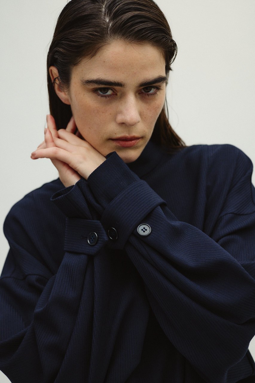 【リムアーク/RIM.ARK】のDobby stripe flap pullover/プルオーバー インテリア・キッズ・メンズ・レディースファッション・服の通販 founy(ファニー) 　ファッション　Fashion　レディースファッション　Fashion for Women　トップス・カットソー　Cut & Sew Tops　シャツ・ブラウス・オフィスカジュアル　Elegant Blouses & Button-Ups　ロングTシャツ・Tシャツ　Longline T-Shirts & Tees　カジュアルプルオーバー・ニットトップス　Pullovers & Knit Tops / Casual Pullovers　カットソー・ベーシックTシャツ　Cut-and-Sewn Tops / Stretch Tees & Basics　2026年　2026　シンプル　Simple, Minimal　スラックス　Slacks, Dress Pants　スリーブ　Sleeve, Long Sleeve / Short Sleeve　セットアップ　Set-Up, Coordinated Outfit　フロント　Front, Front Design　リラックス　Relax, Relaxed Fit　ロング　Long, Long-Length　エレガント 上品　Elegant　夏　Summer　春　Spring　S/S・春夏　SS, Spring/Summer, Warm Season　ネイビー|ID: prp329100004745616 ipo3291000000034816953